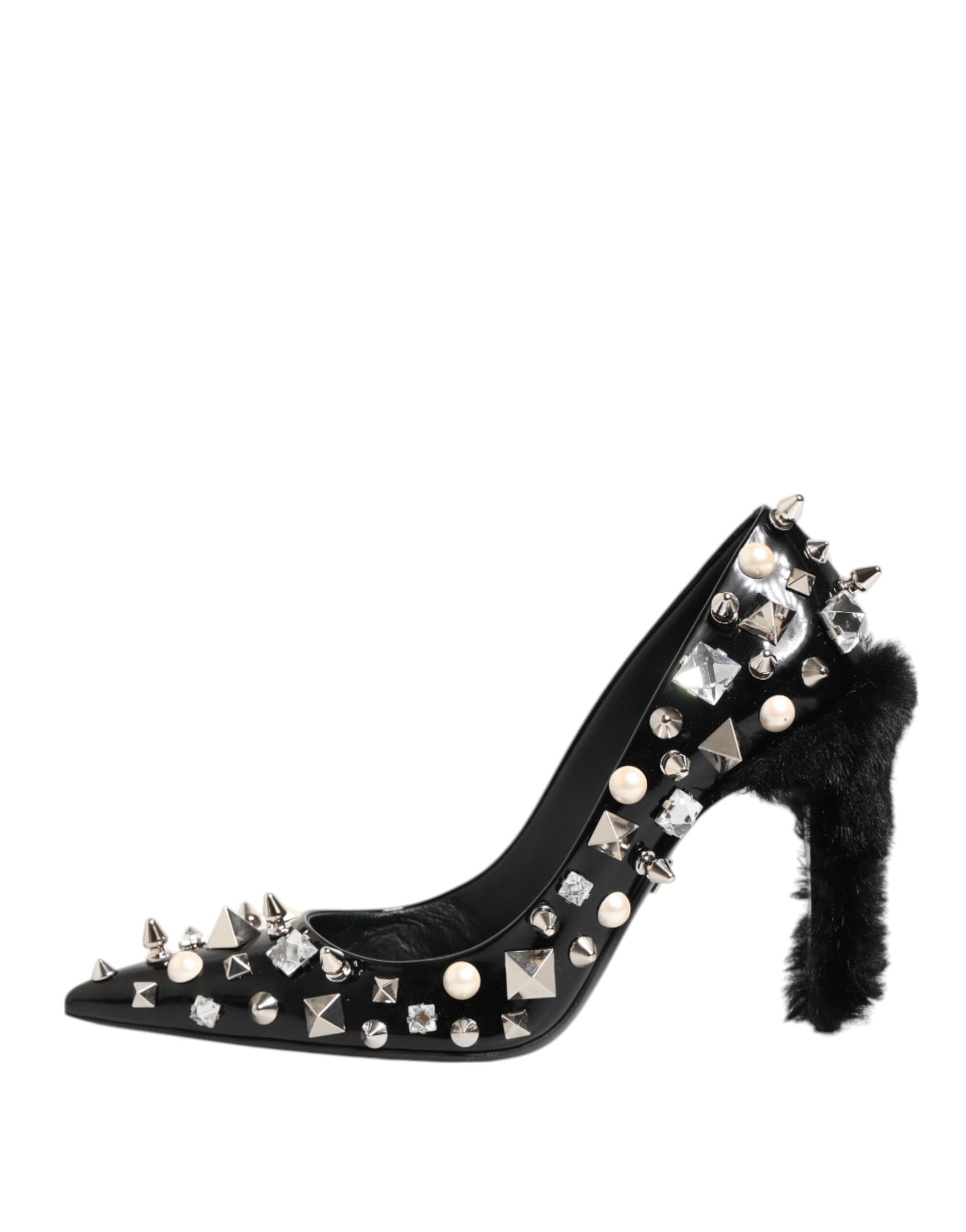 Dolce & Gabbana Black Crystals Studs Stiletto Pumps Shoes | Regal Royce