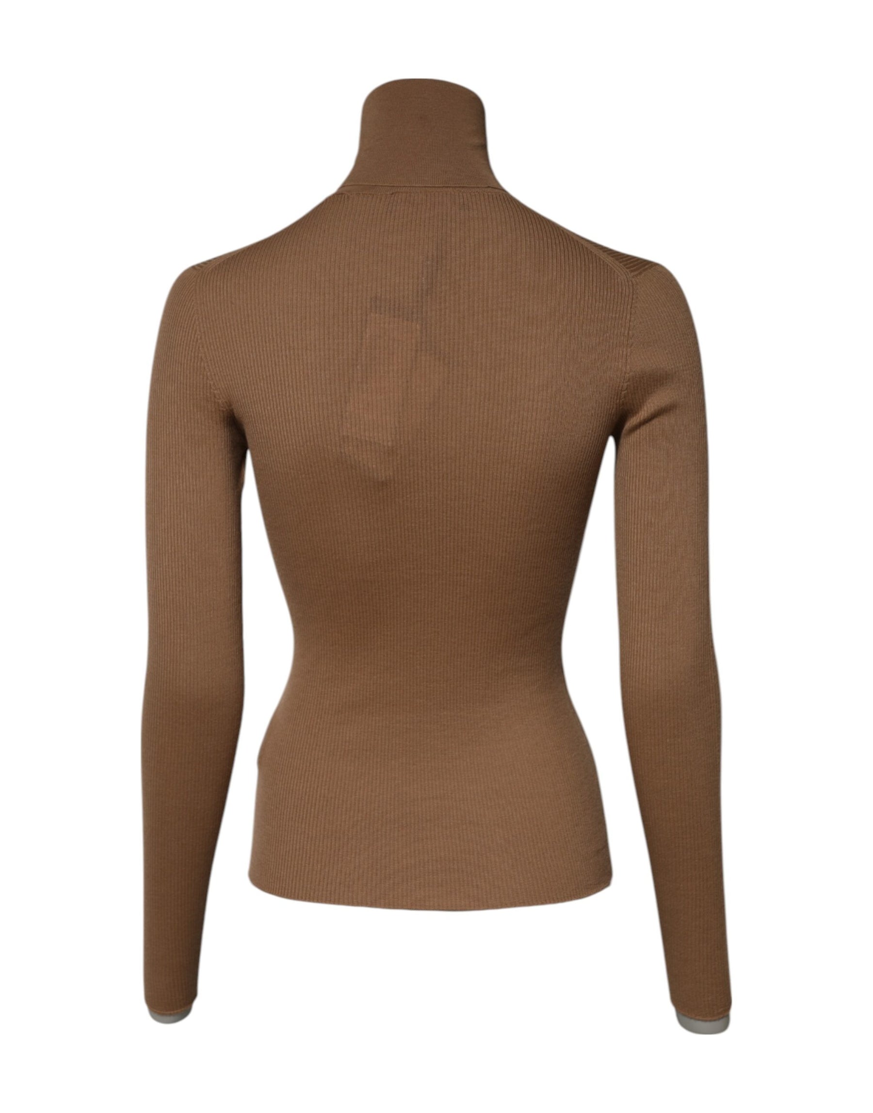Dolce & Gabbana Brown Knit Long Sleeves Turtleneck Sweater | Regal Royce