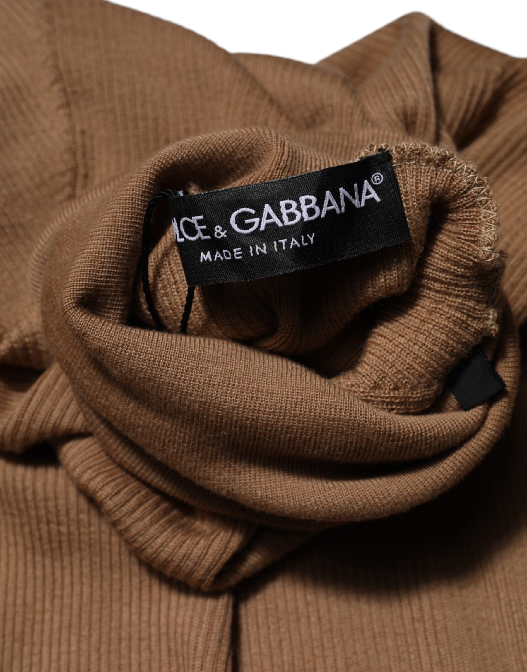 Dolce & Gabbana Brown Knit Long Sleeves Turtleneck Sweater | Regal Royce