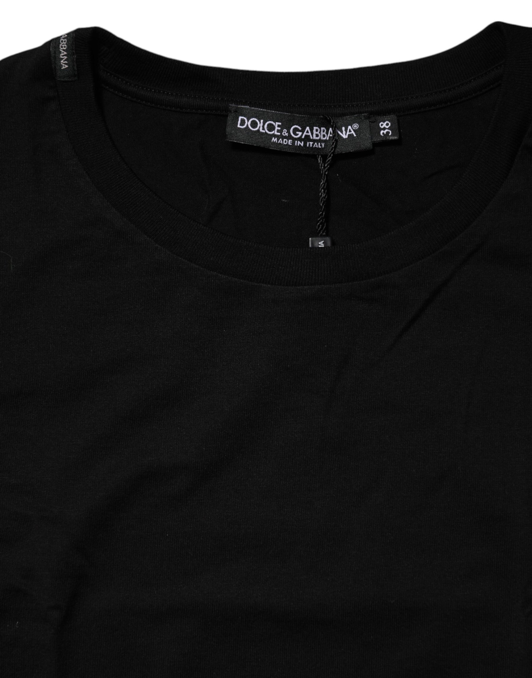Dolce & Gabbana Black Short Sleeves Crew Neck Top T-shirt | Regal Royce