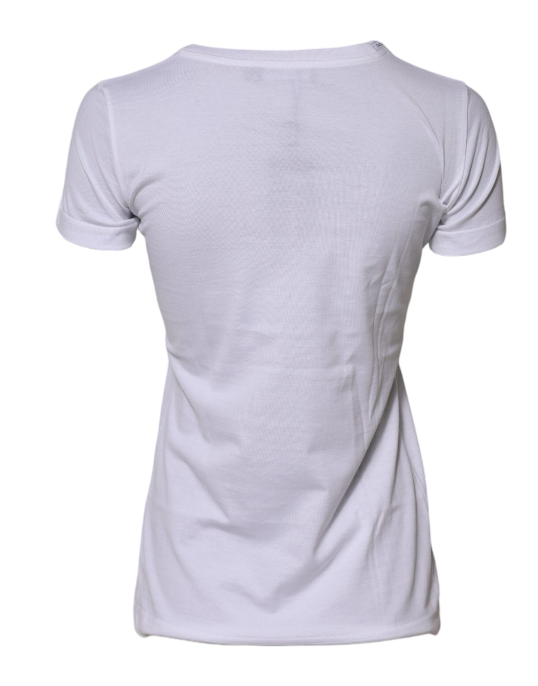 Dolce & Gabbana White Cotton Crew Neck Short Sleeves T-shirt | Regal Royce