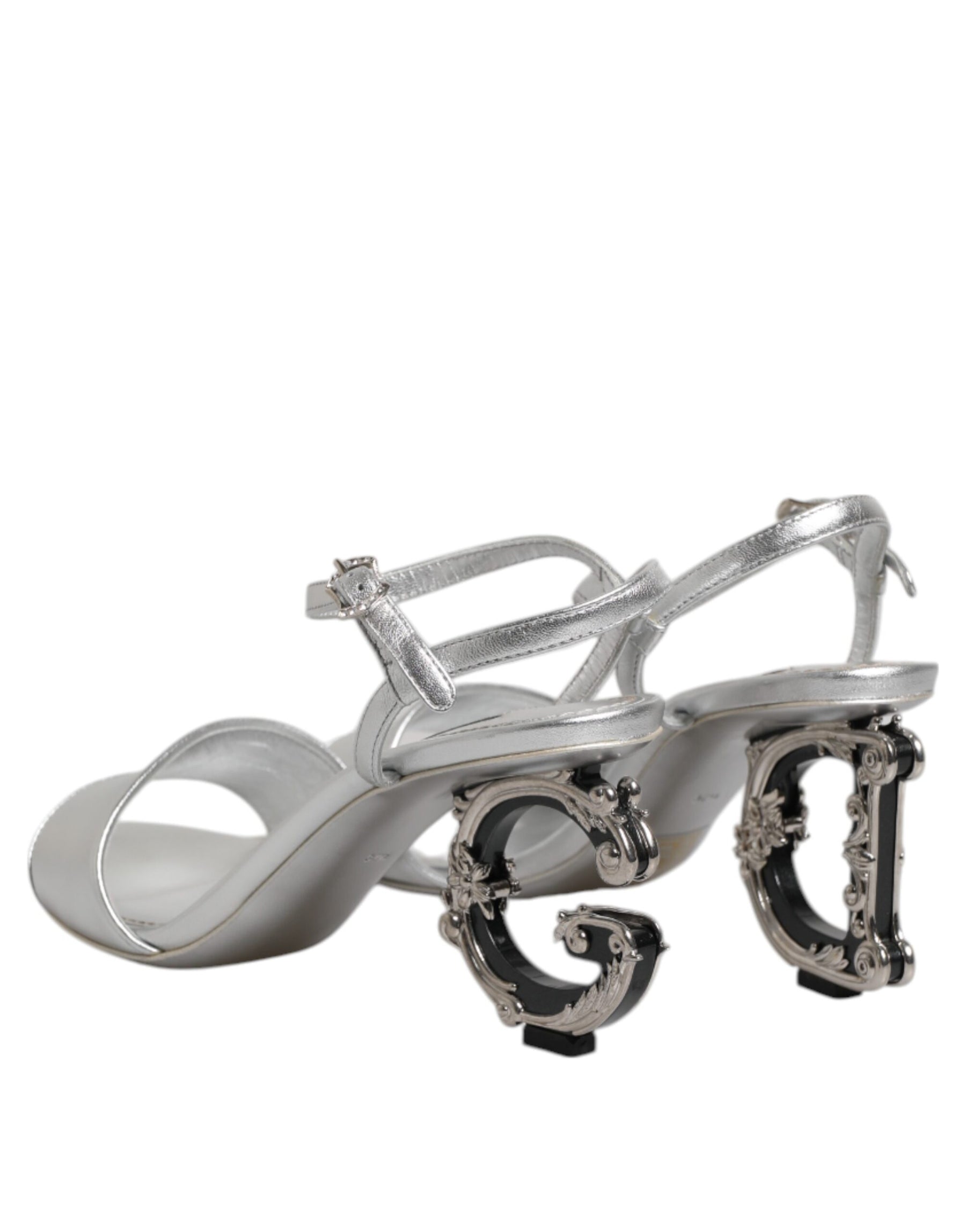 Dolce & Gabbana Silver KEIRA Heels Ankle Strap Sandals Shoes | Regal Royce