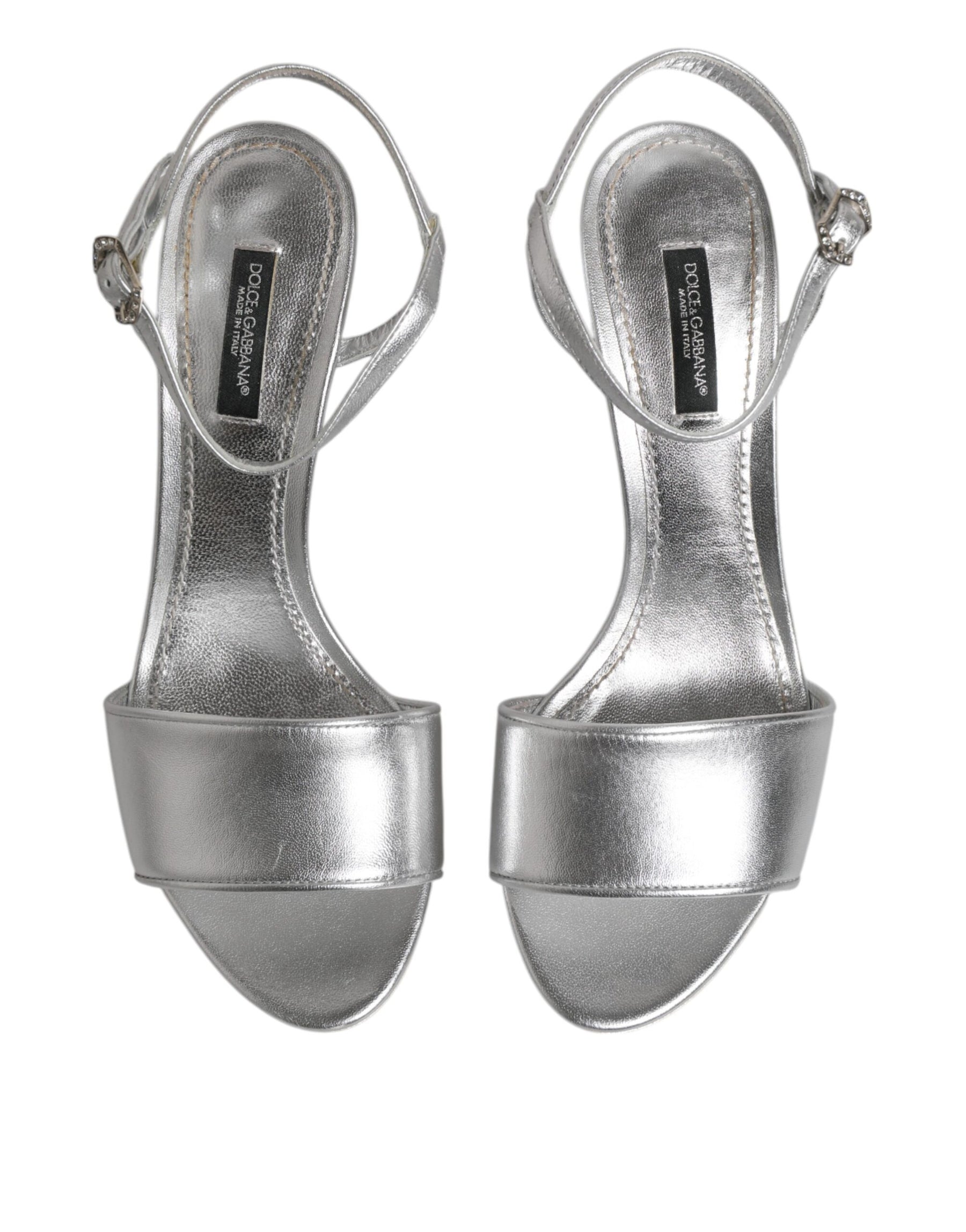 Dolce & Gabbana Silver KEIRA Heels Ankle Strap Sandals Shoes | Regal Royce