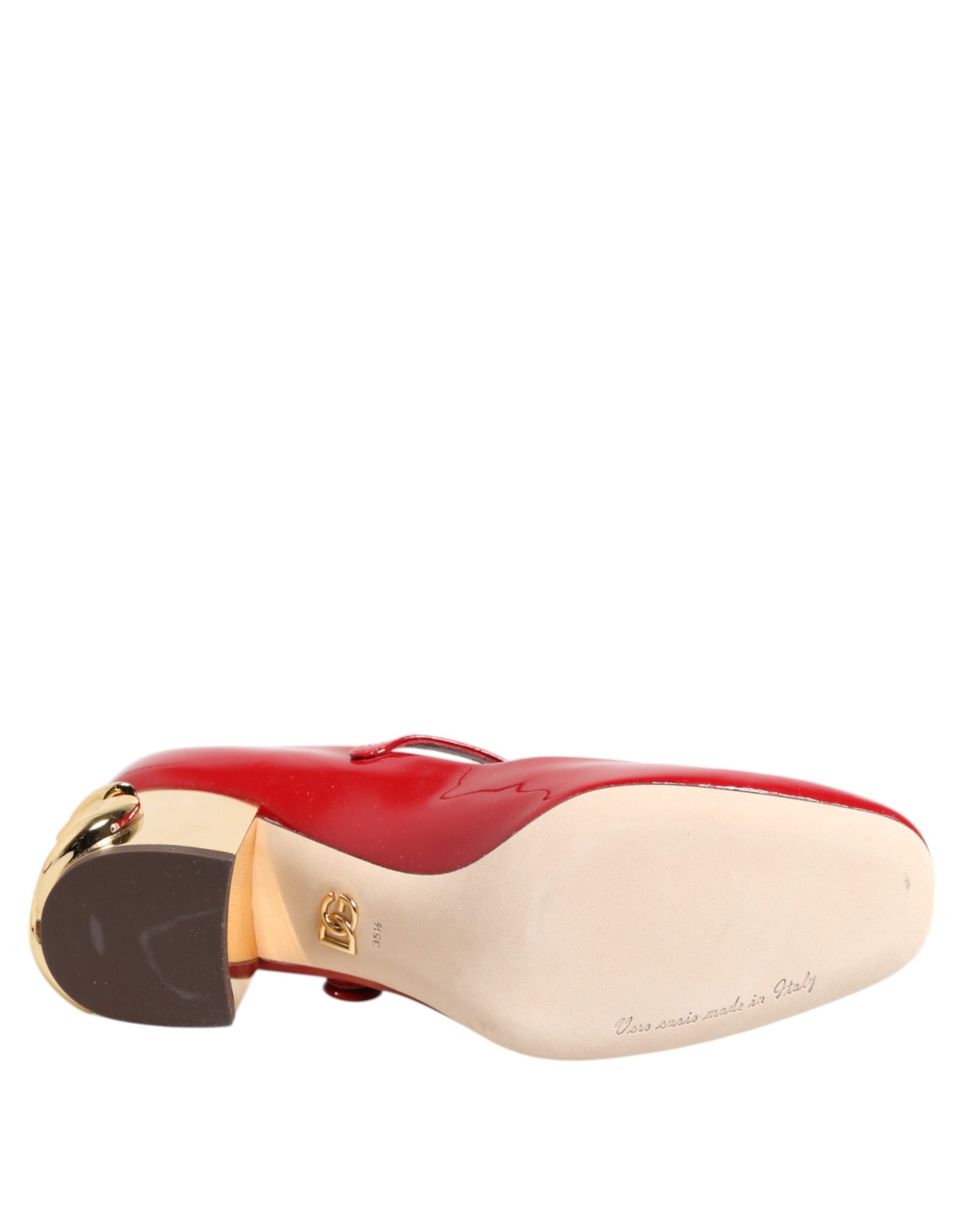 Dolce & Gabbana Red Leather DG Logo Heels Sandals Shoes | Regal Royce