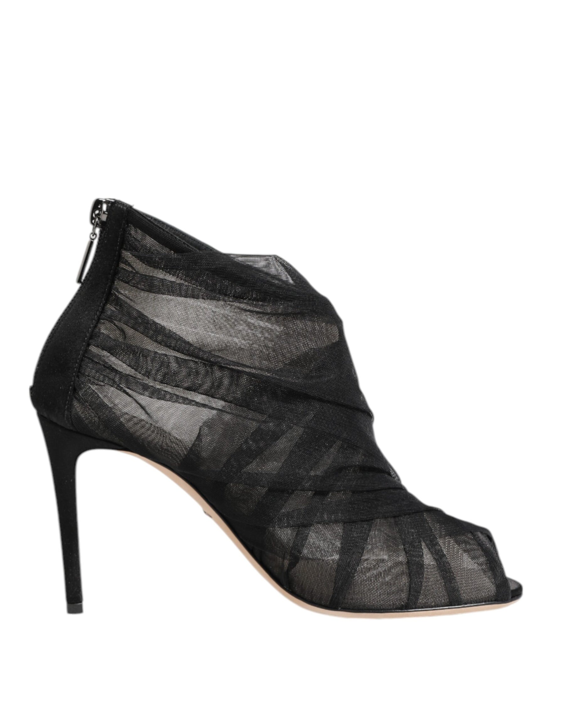 Dolce & Gabbana Black Mesh Stiletto Heels Ankle Boots Shoes | Regal Royce