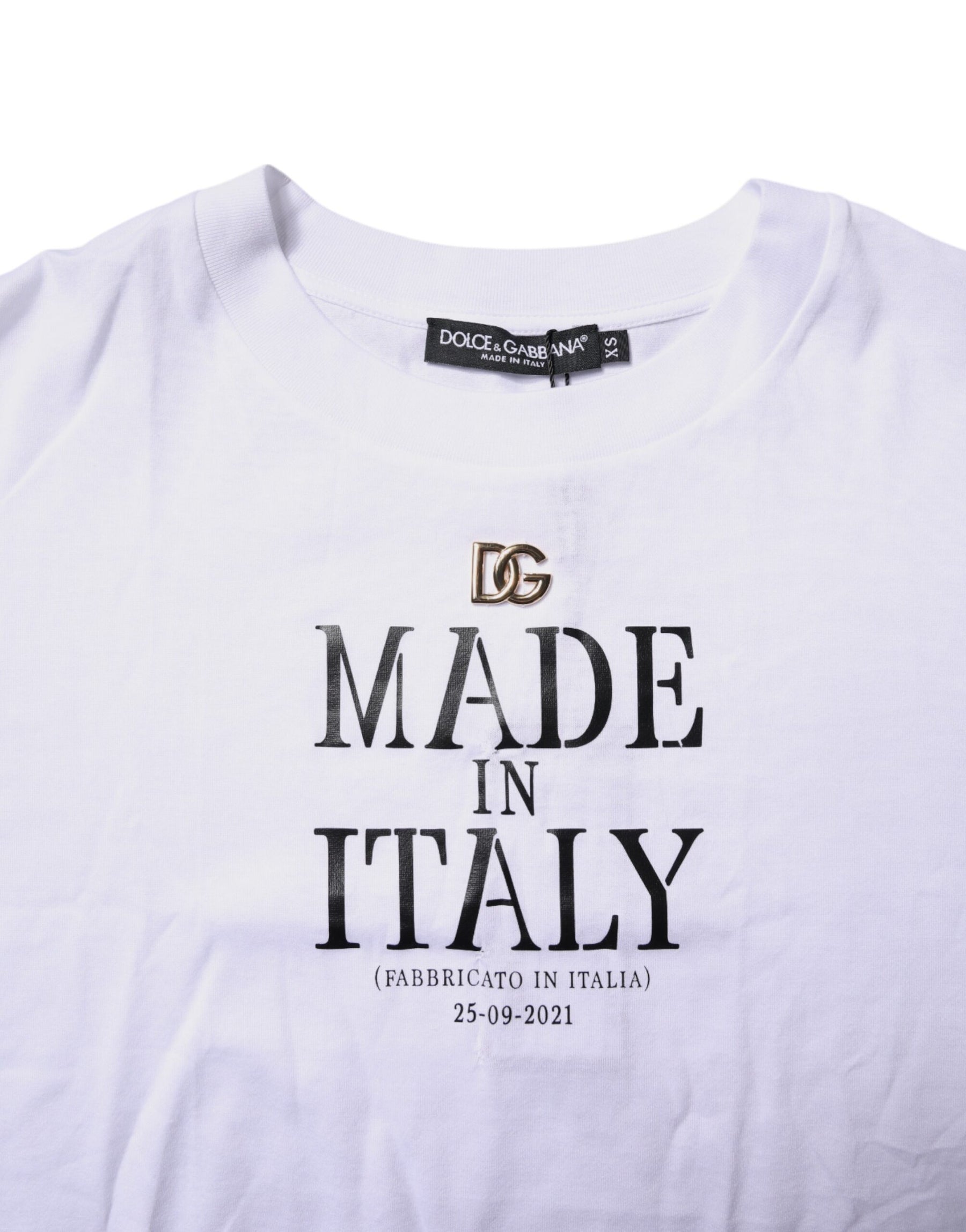 Dolce & Gabbana White Short Sleeves DG Logo Print Top T-shirt | Regal Royce