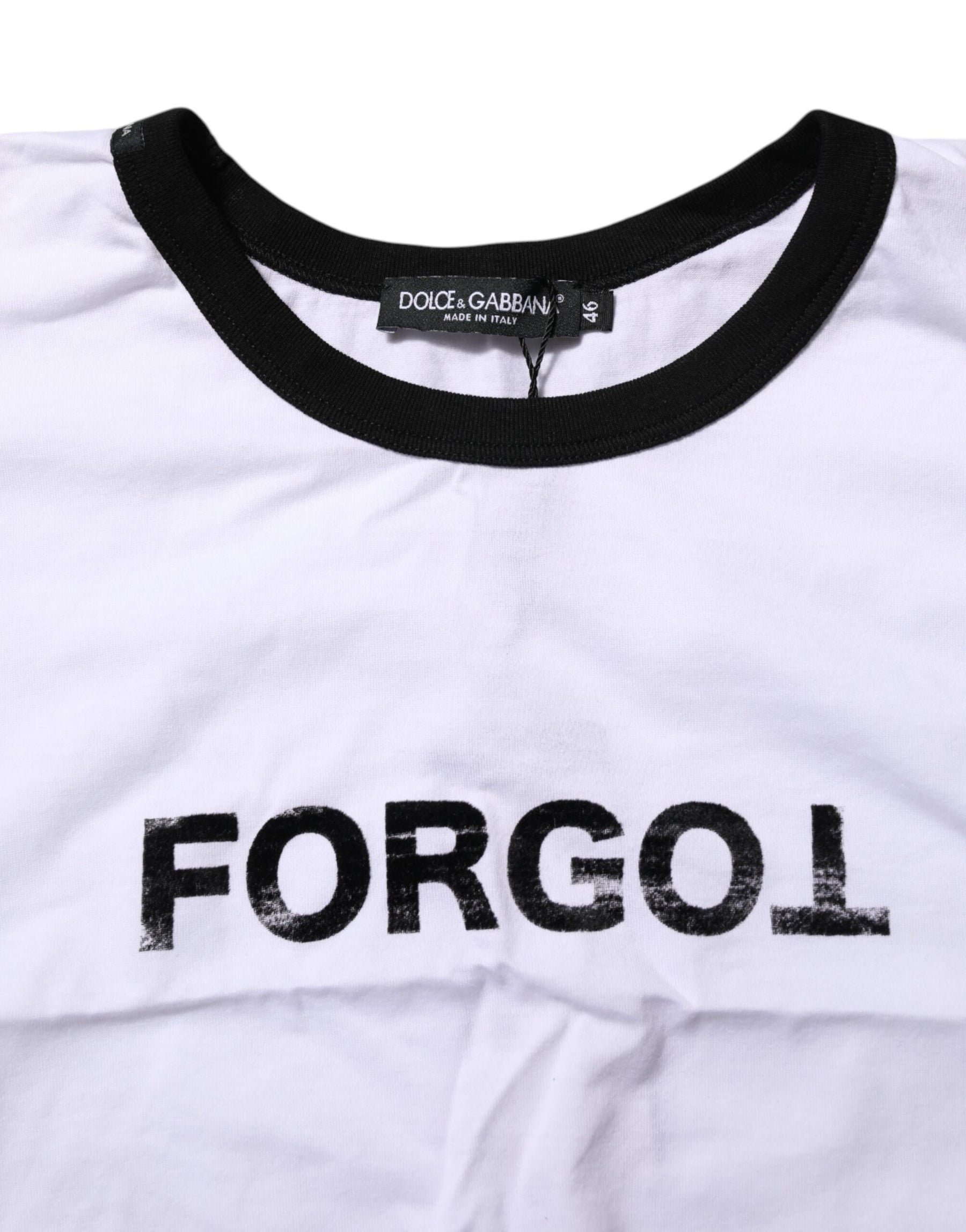 Dolce & Gabbana White Cotton Crew Neck Cropped Top T-shirt | Regal Royce