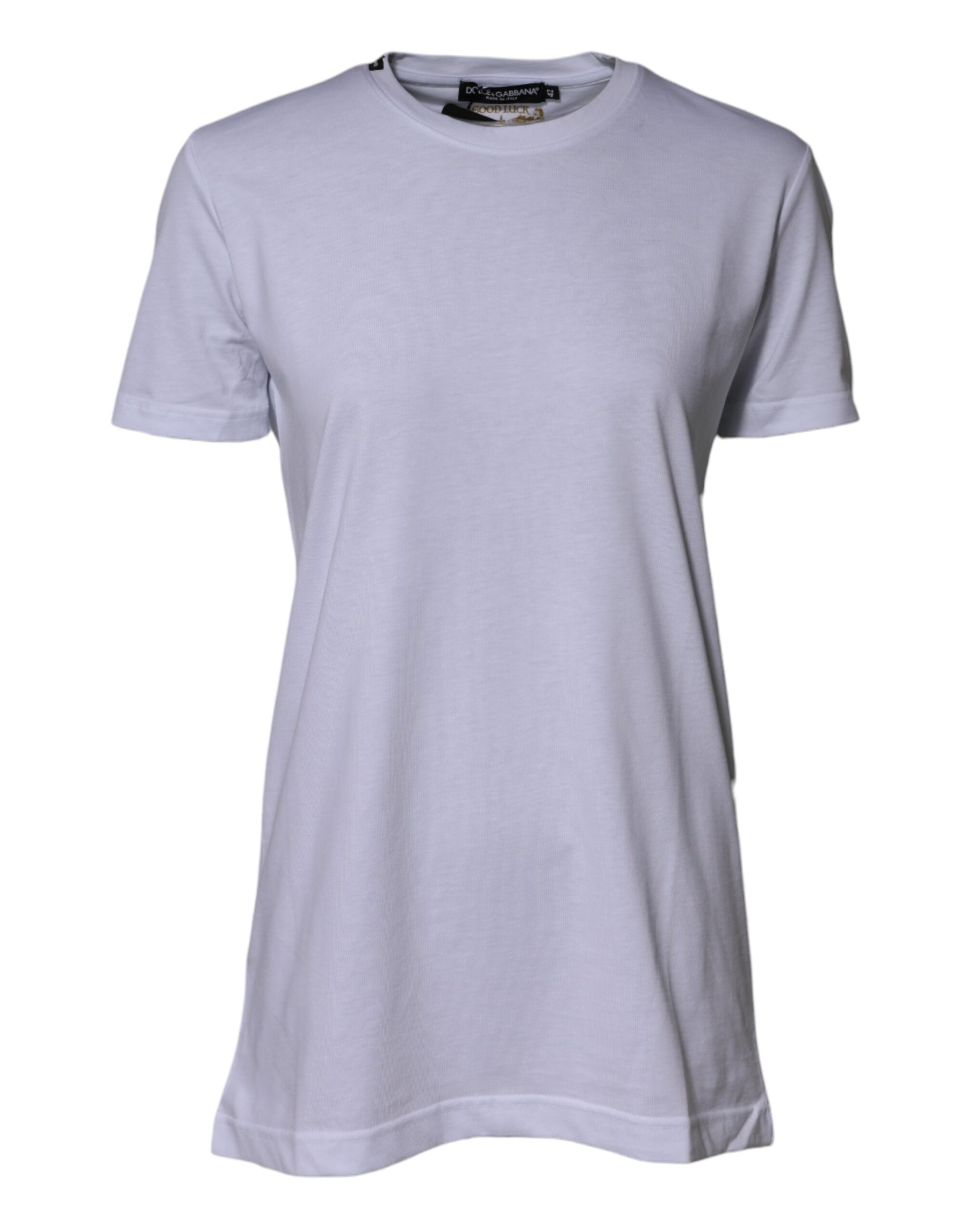 Dolce & Gabbana White Cotton Goodluck 2023 Crew NeckT-shirt | Regal Royce