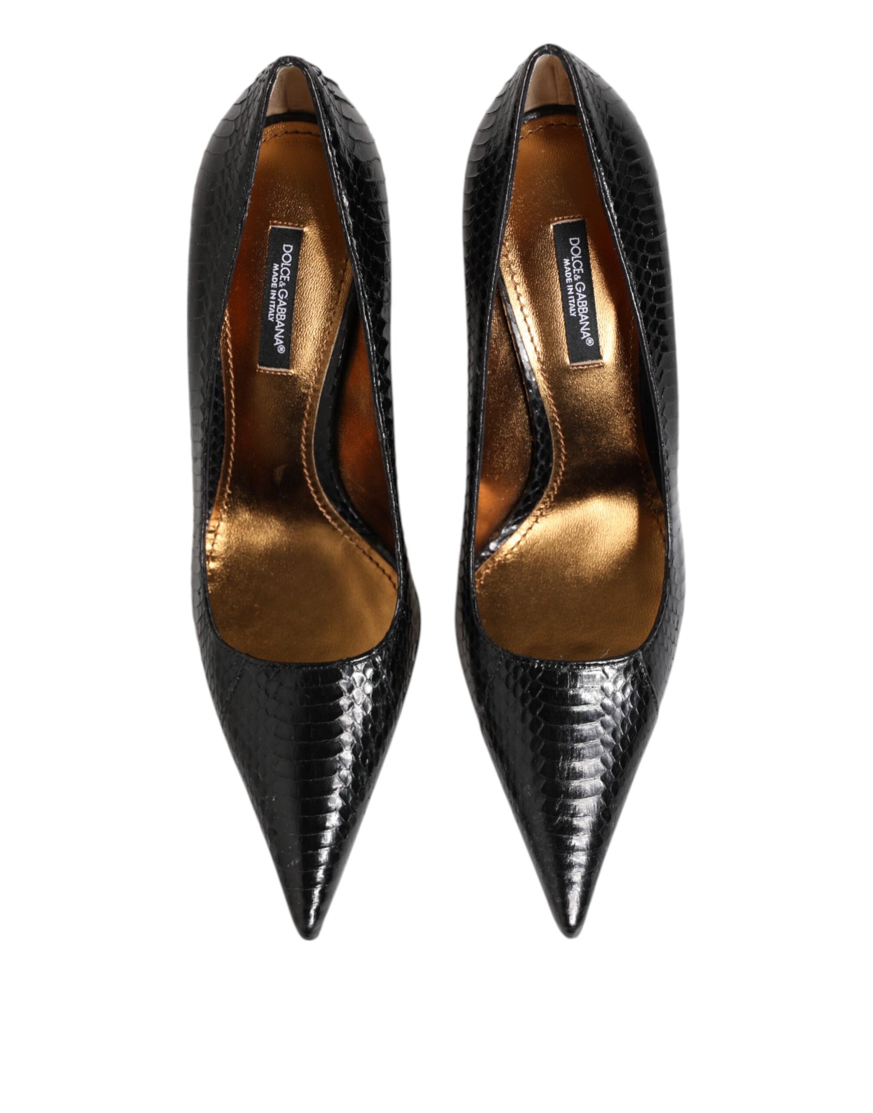 Dolce & Gabbana Black Exotic Leather Stiletto Pumps Shoes | Regal Royce