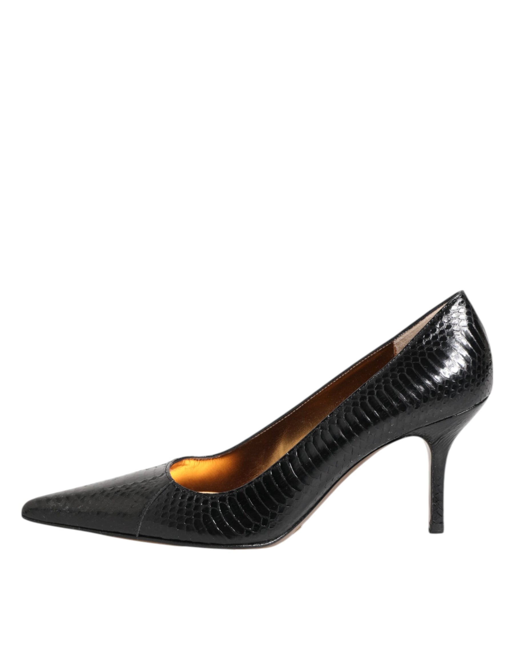 Dolce & Gabbana Black Exotic Leather Stiletto Pumps Shoes | Regal Royce