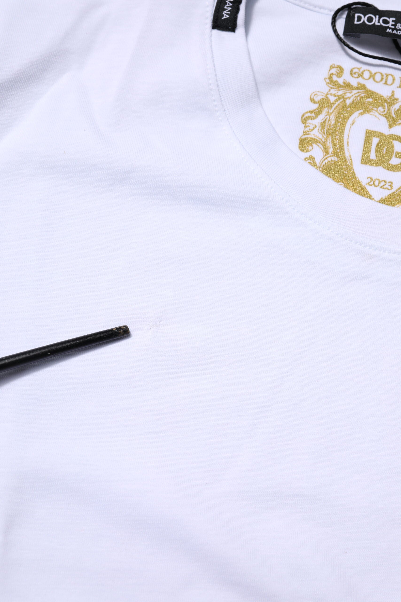 Dolce & Gabbana White Cotton Goodluck 2023 Crew Neck T-shirt | Regal Royce