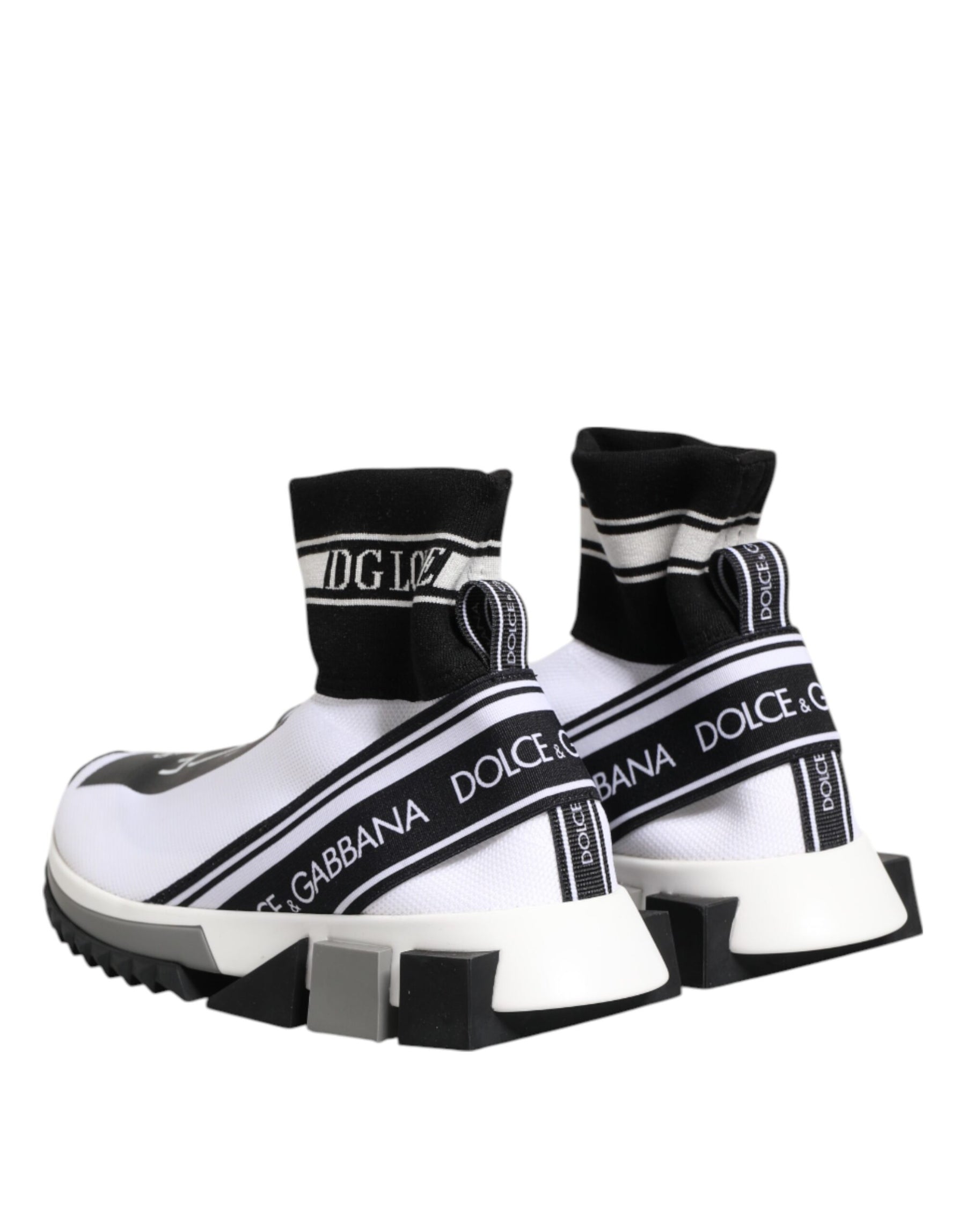 Dolce & Gabbana White Black Sorrento Socks Sneakers Shoes | Regal Royce