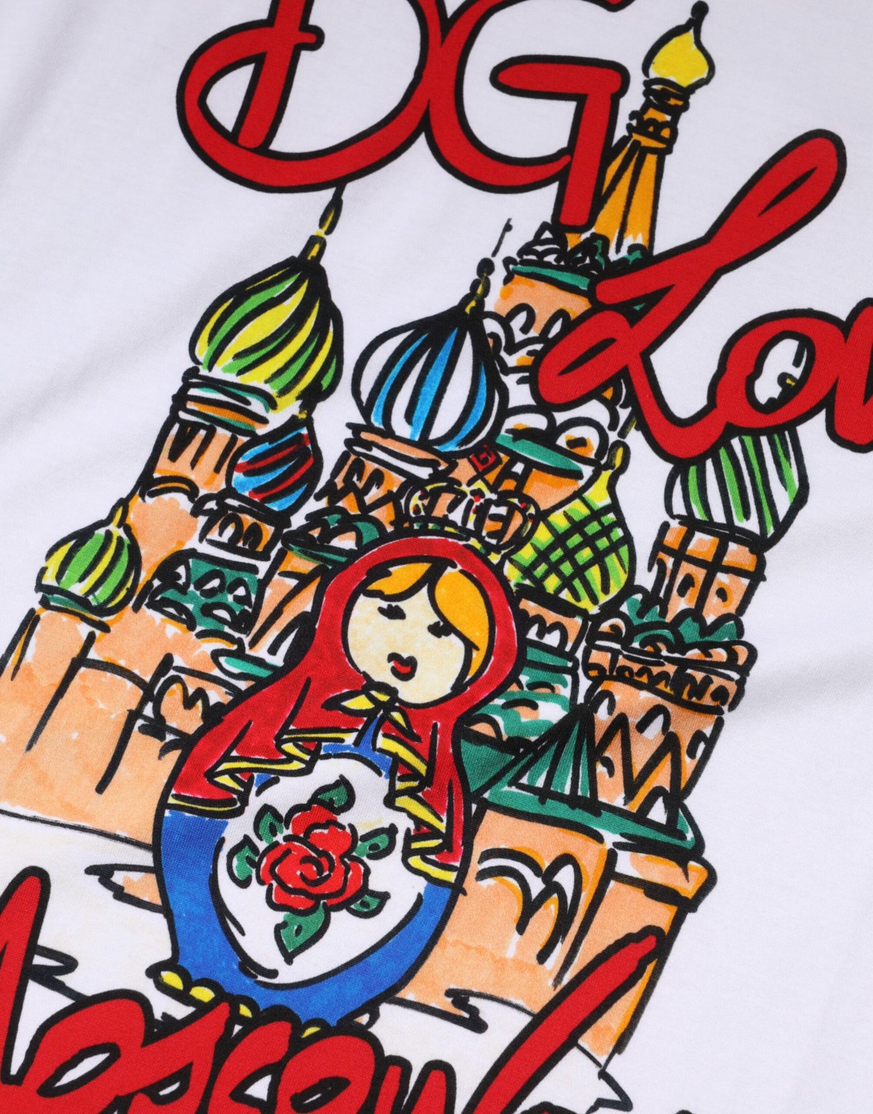 Dolce & Gabbana White DG Loves Moscow Crew Neck T-shirt | Regal Royce