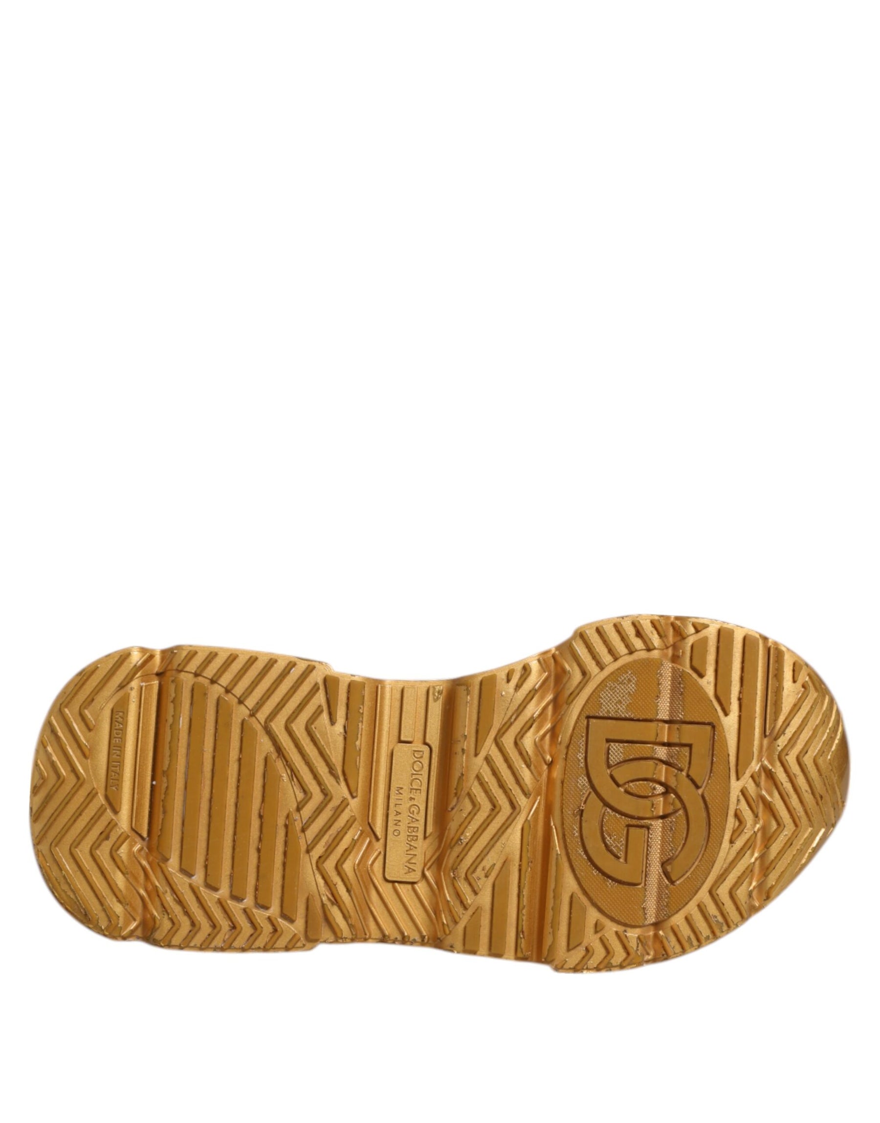 Dolce & Gabbana White Gold DAYMASTER Leather Sneakers Shoes | Regal Royce