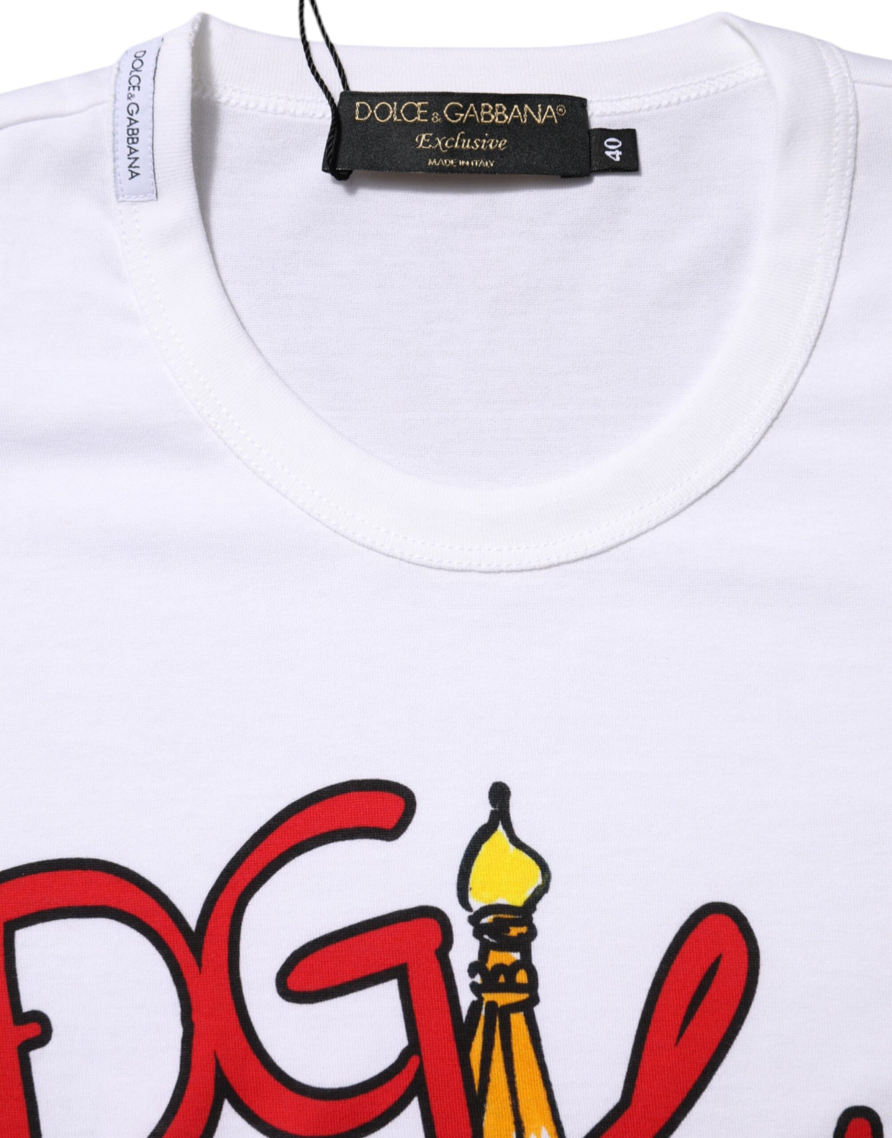Dolce & Gabbana White DG Loves Moscow Cotton Crew Neck T-shirt | Regal Royce