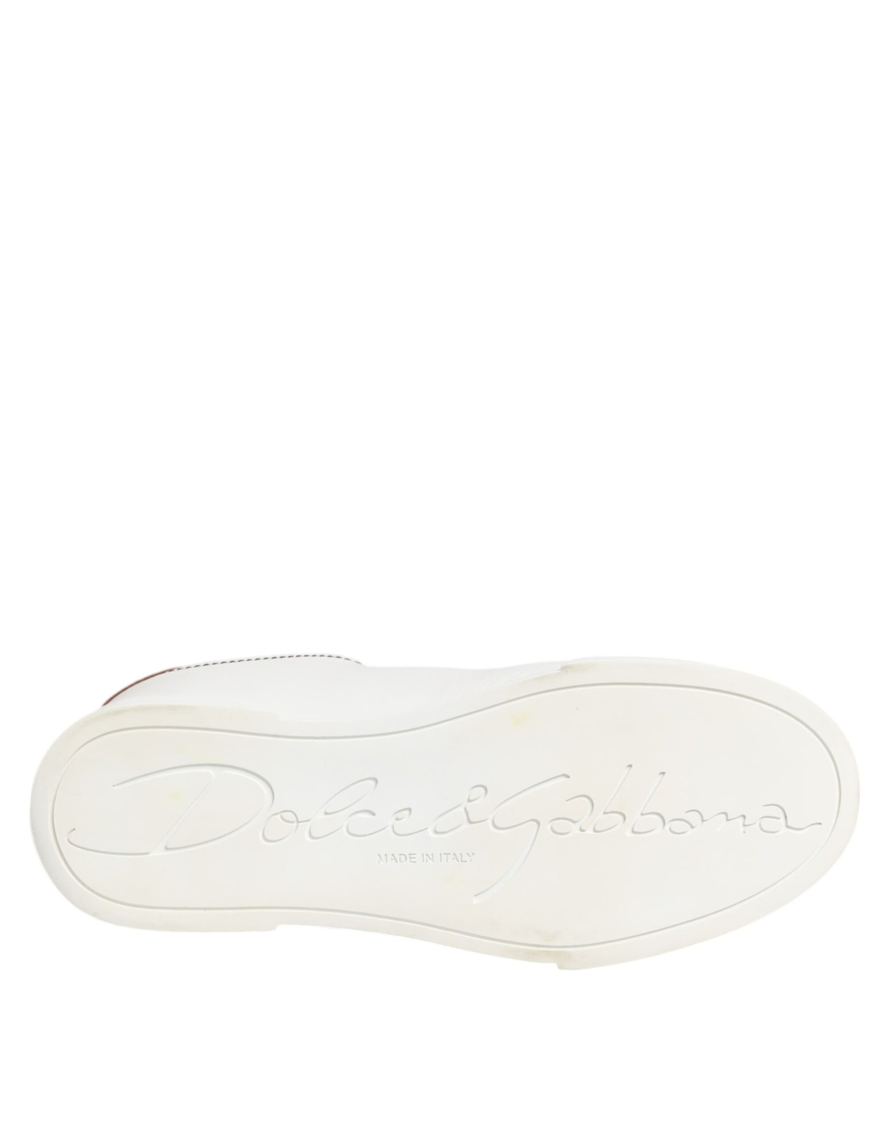 Dolce & Gabbana White Gold Leather Low Top Sneakers Shoes | Regal Royce