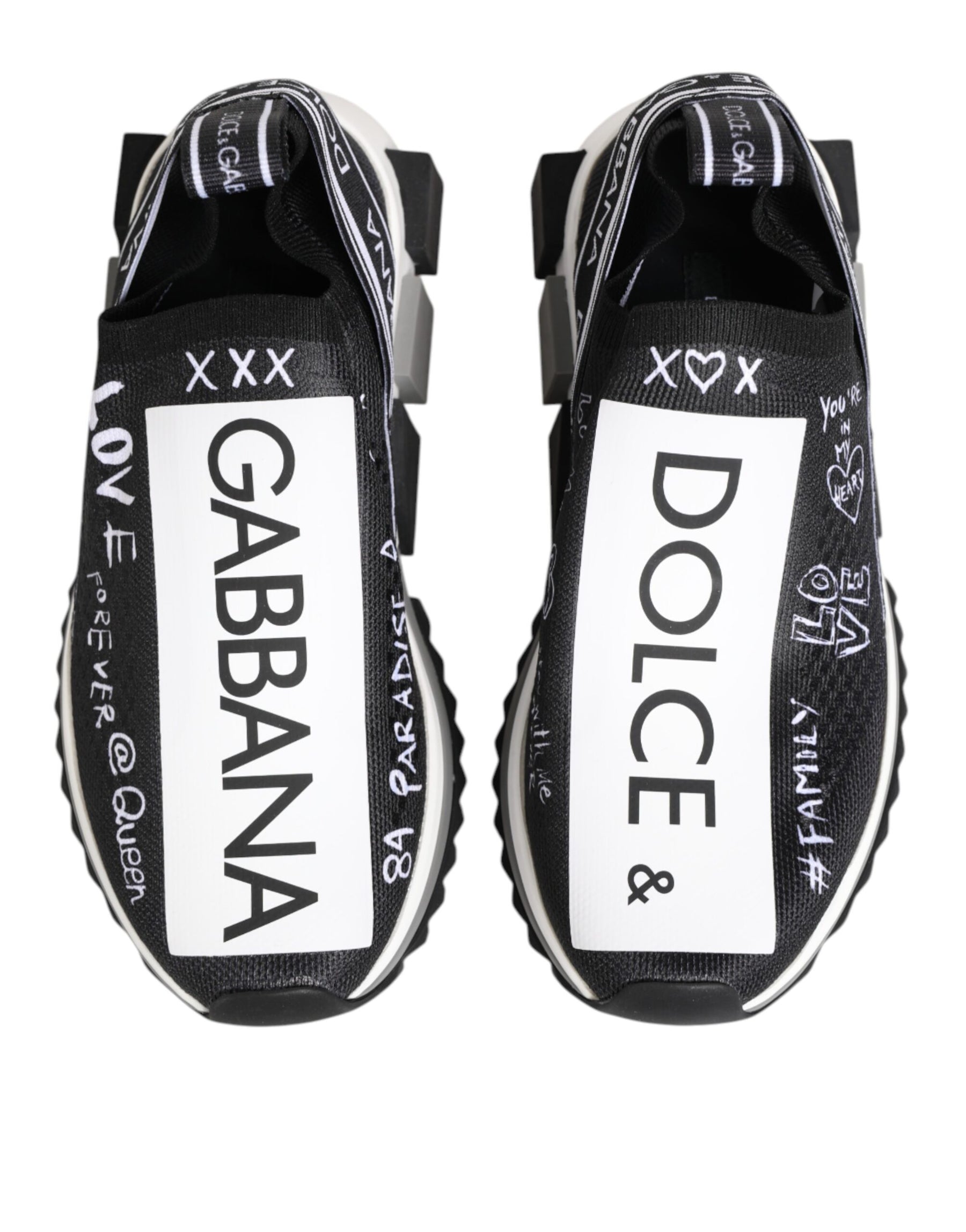 Dolce & Gabbana Black White Sorrento Low Top Sneakers Shoes | Regal Royce