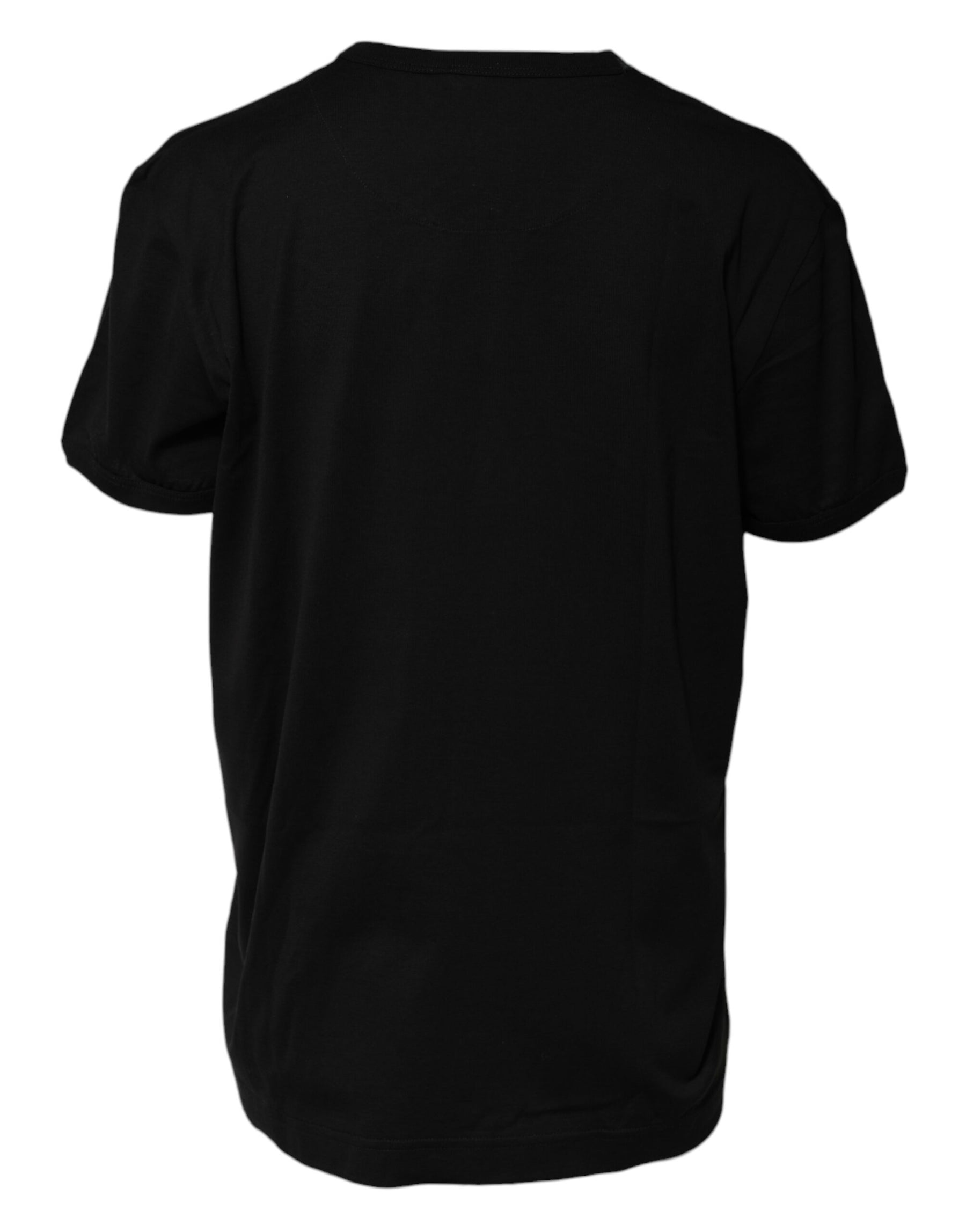 Dolce & Gabbana Black Cotton Goodluck Tee Crew Neck T-shirt | Regal Royce