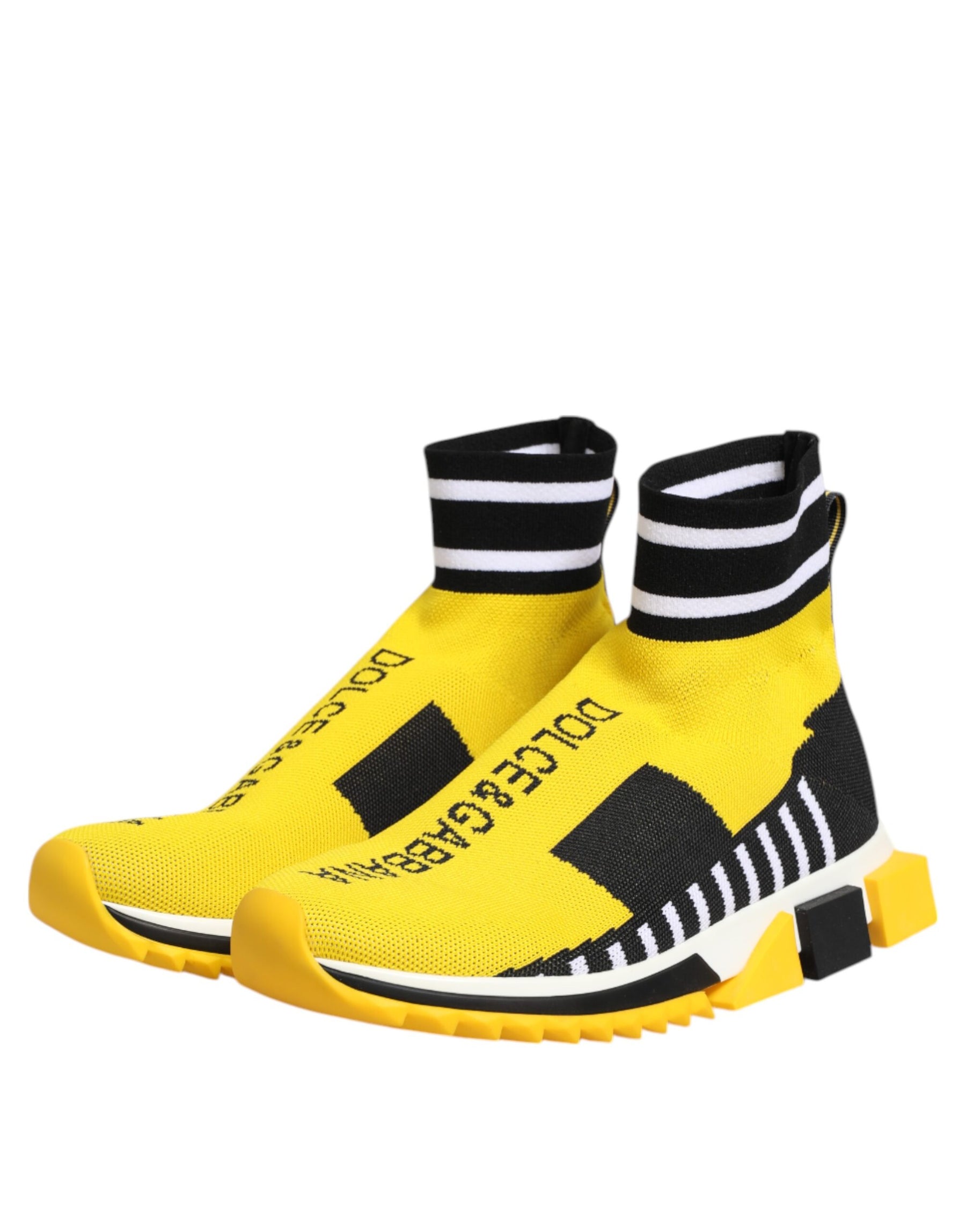 Dolce & Gabbana Yellow Black Sorrento Socks Sneakers Shoes | Regal Royce