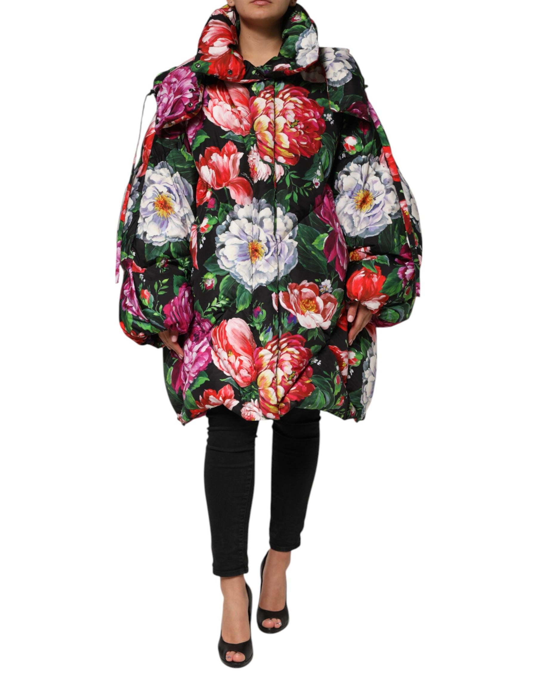 Dolce & Gabbana Multicolor Floral Hooded Puffer Coat Jacket | Regal Royce