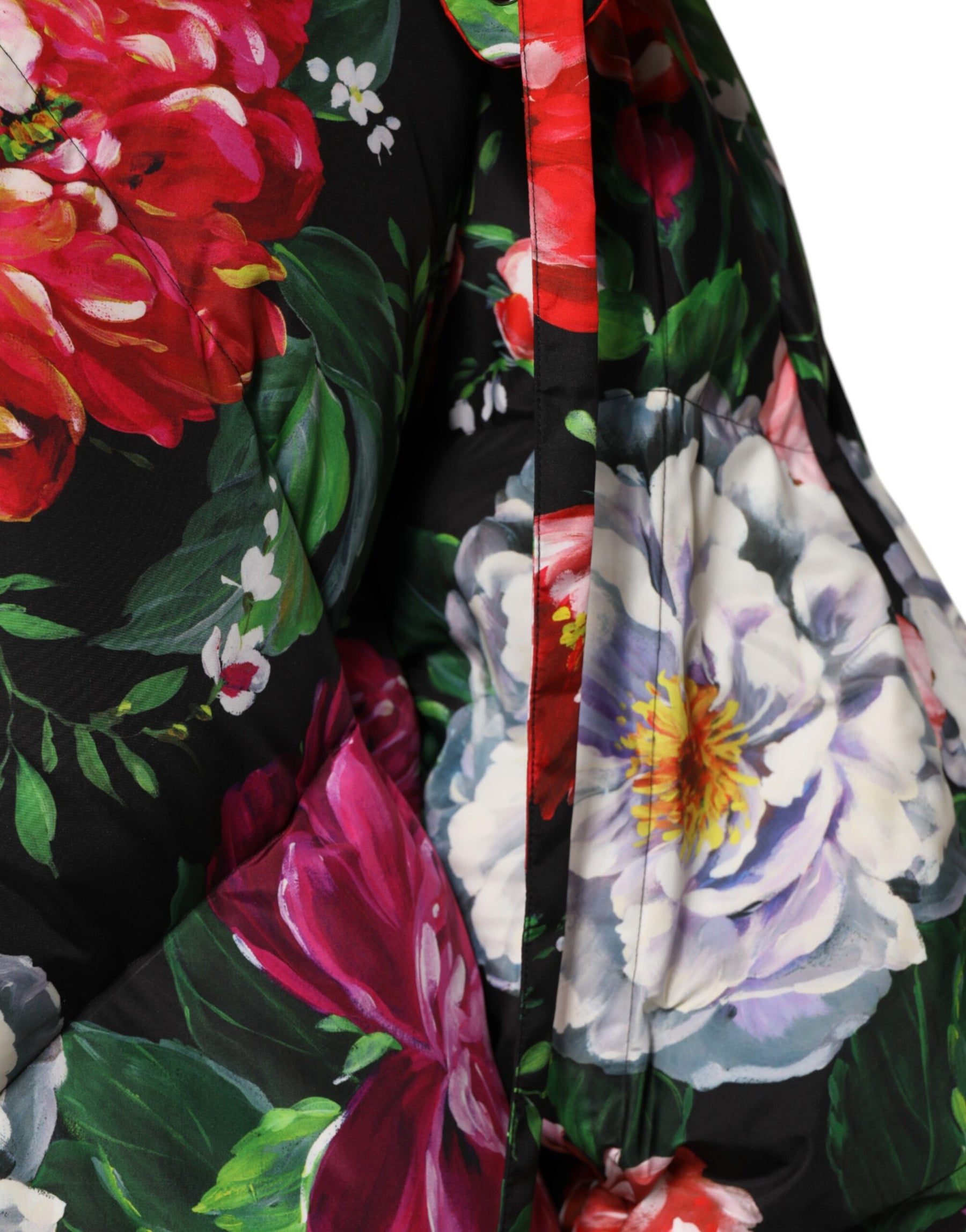 Dolce & Gabbana Multicolor Floral Hooded Puffer Coat Jacket | Regal Royce