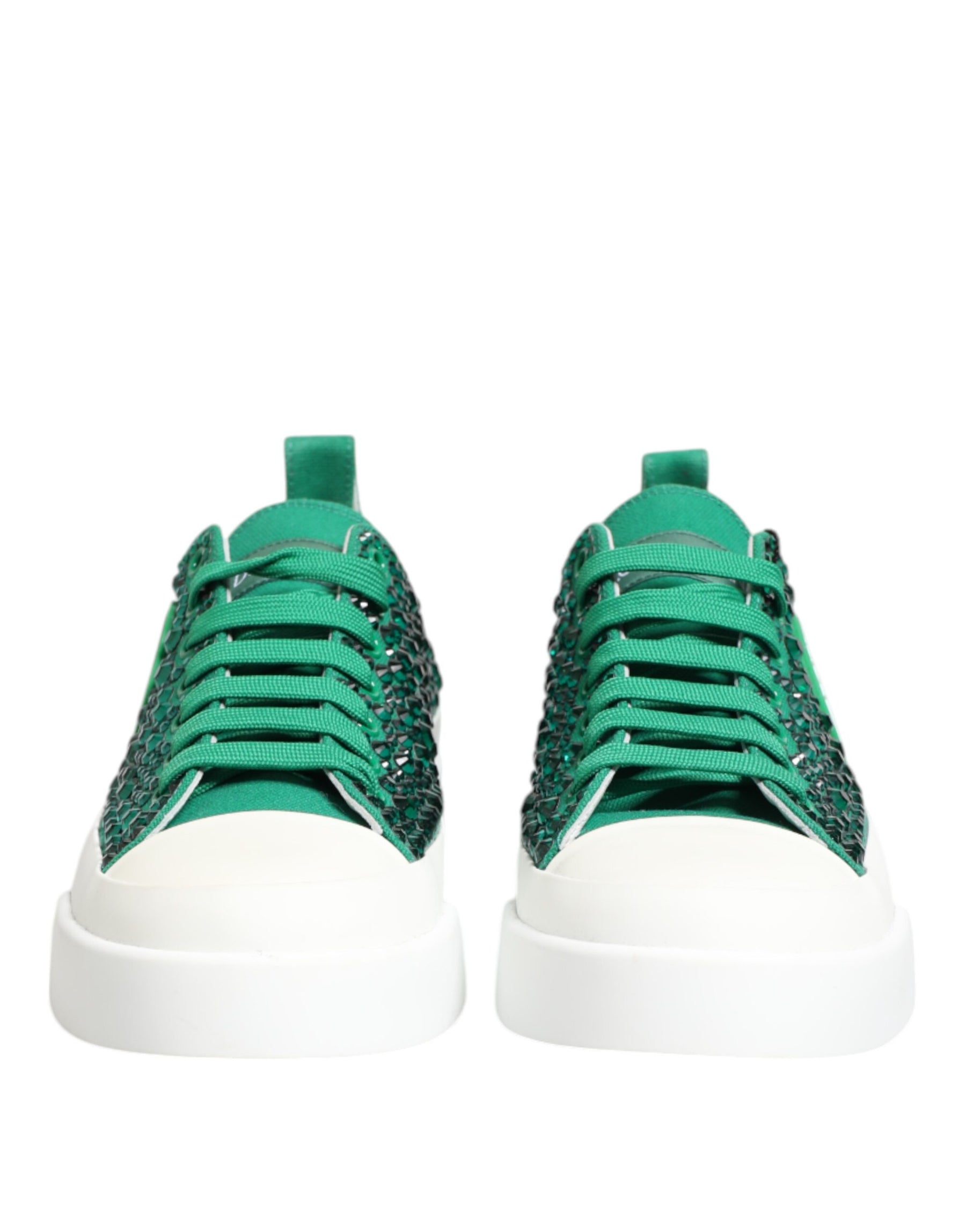 Dolce & Gabbana Green Portofino Crystal DG Logo Sneakers Shoes | Regal Royce