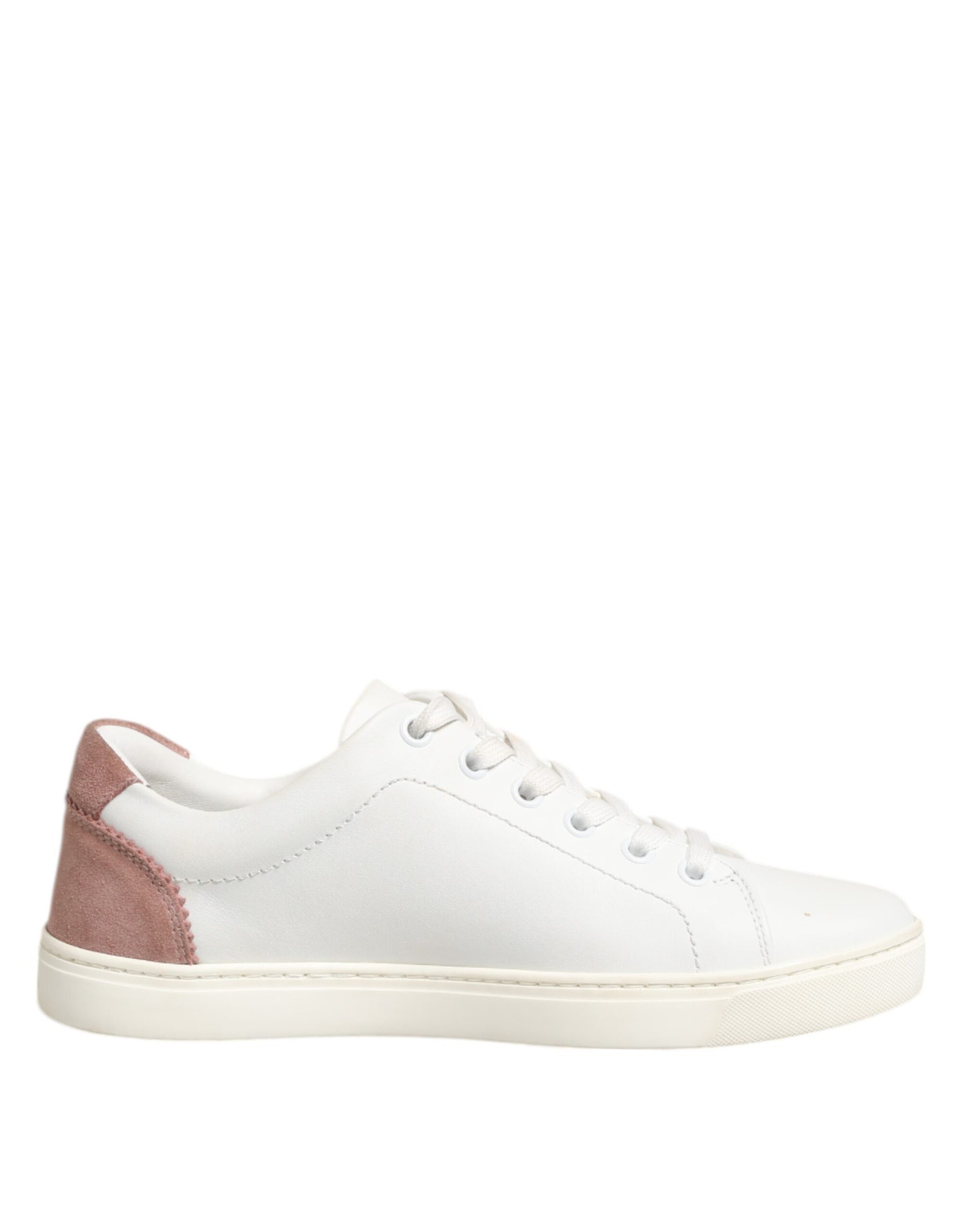 Dolce & Gabbana White Pink Leather Low Top Sneakers Shoes | Regal Royce
