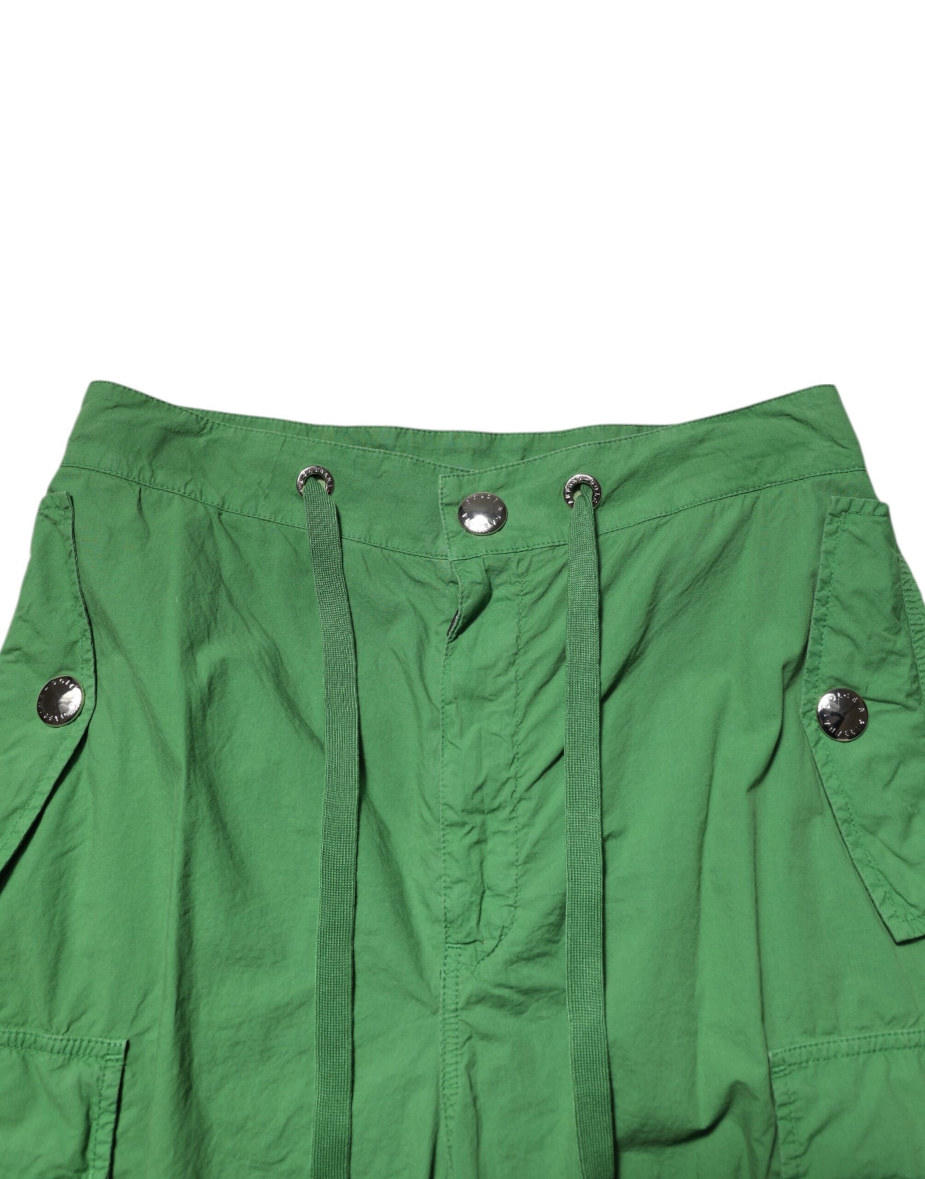 Dolce & Gabbana Green Cotton High Waist Cargo Trouser Pants | Regal Royce