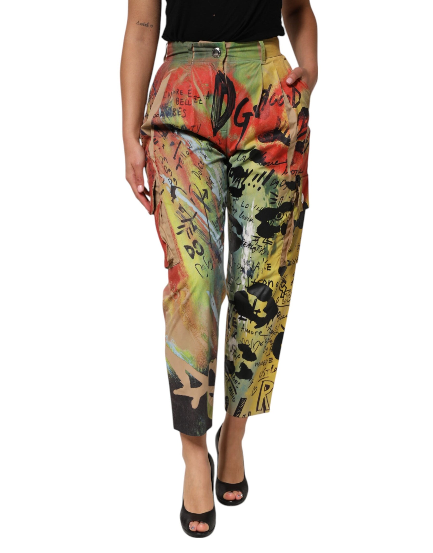 Dolce & Gabbana Multicolor High Waist Cargo Trouser Pants | Regal Royce
