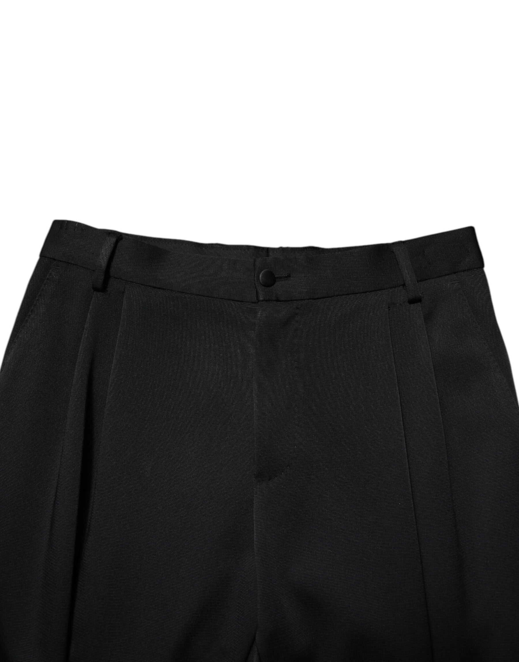 Dolce & Gabbana Black Acetate HighWaist Tapered Trouser Pants | Regal Royce