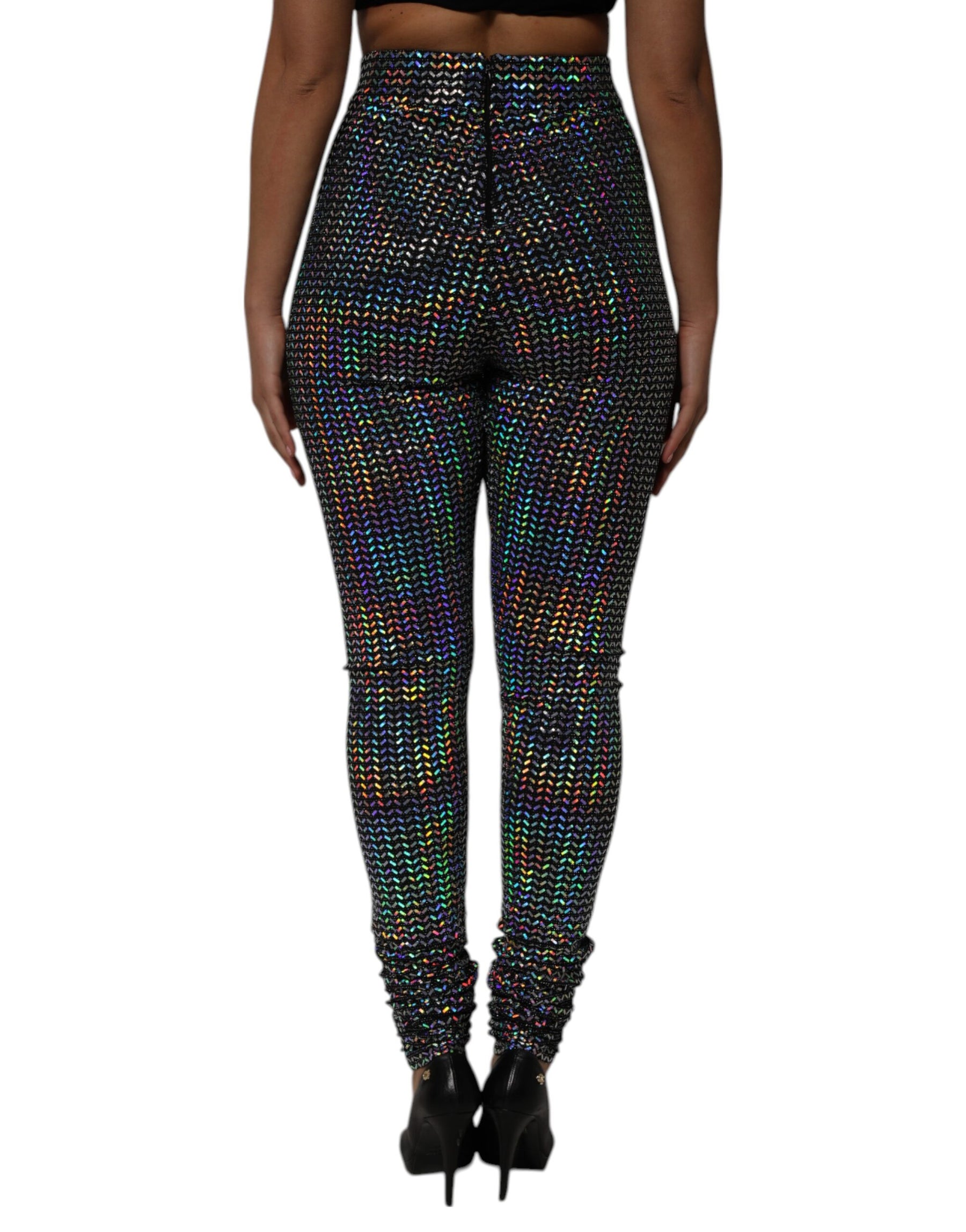 Dolce & Gabbana Multicolor Sequined Leggings Trouser Pants | Regal Royce