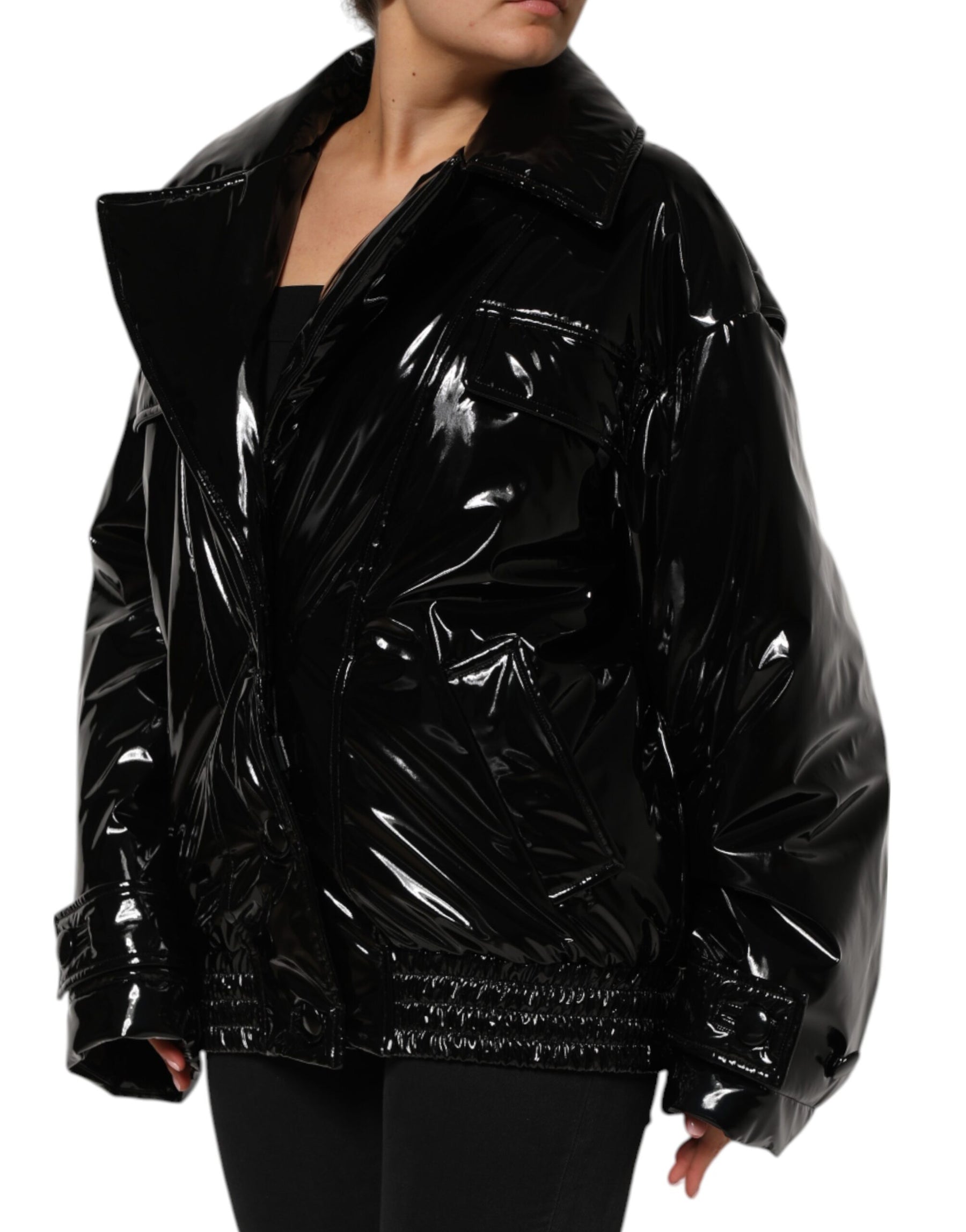 Dolce & Gabbana Polyester Black Quilted Puffer Coat  Jacket | Regal Royce