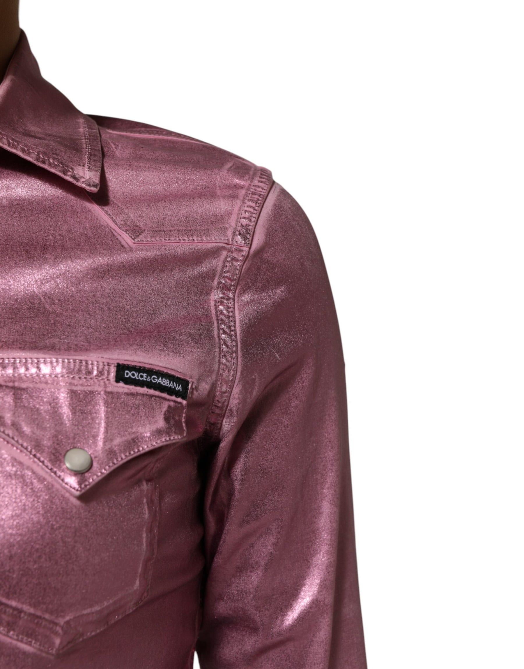 Dolce & Gabbana Pink Cotton Stretch Collared Cropped Jacket | Regal Royce