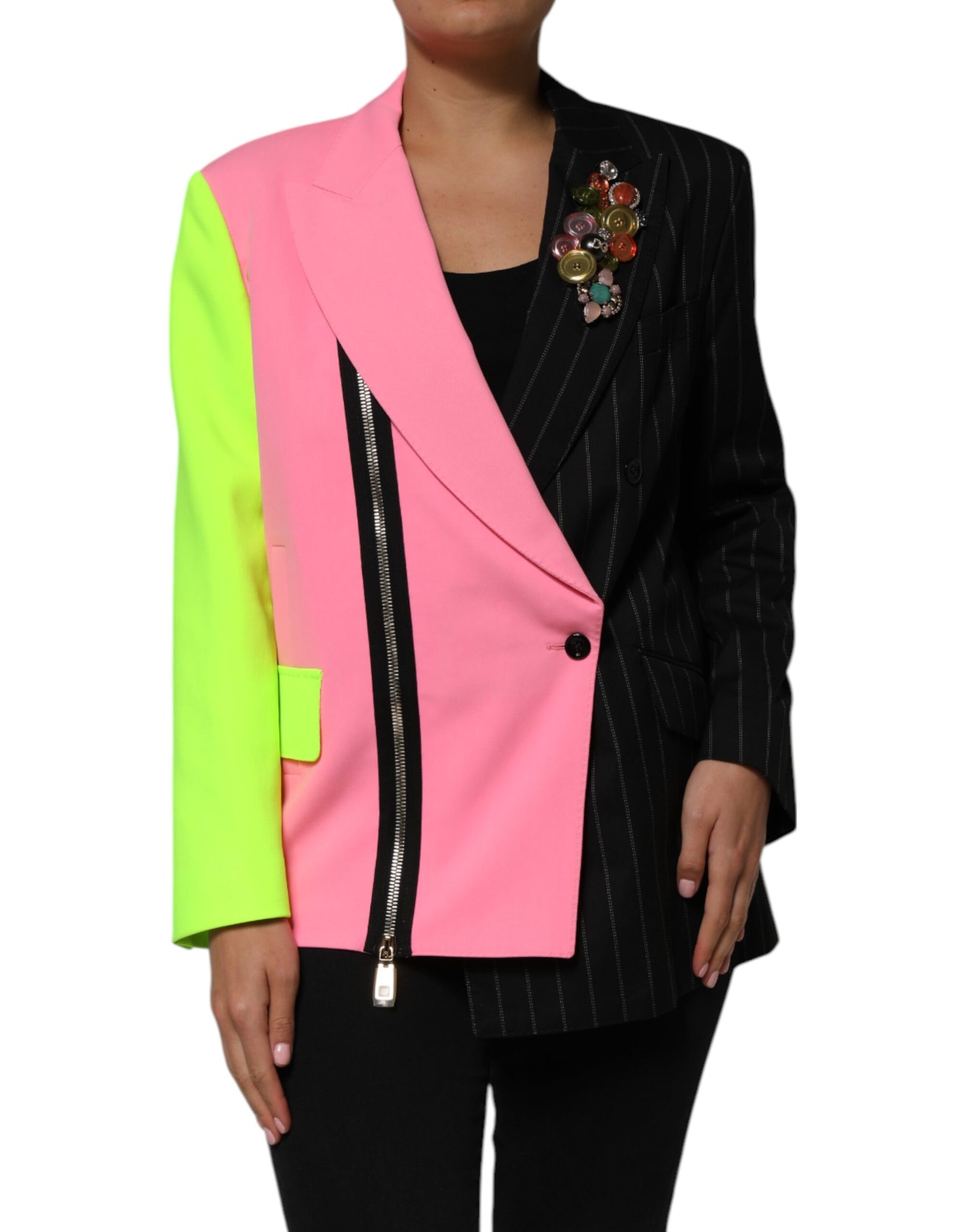 Dolce & Gabbana Multicolor Patchwork Embellished Coat Jacket | Regal Royce