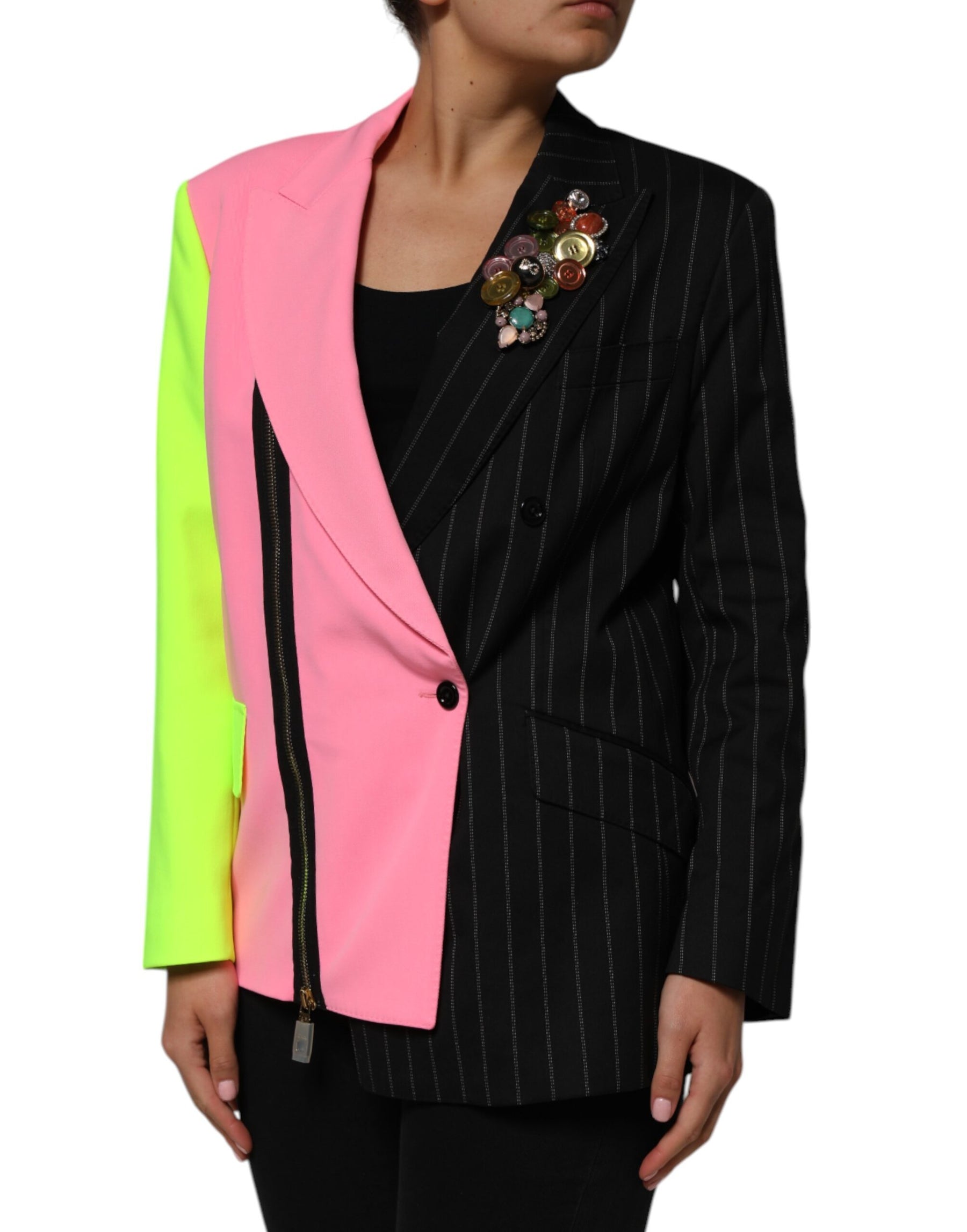 Dolce & Gabbana Multicolor Patchwork Embellished Coat Jacket | Regal Royce
