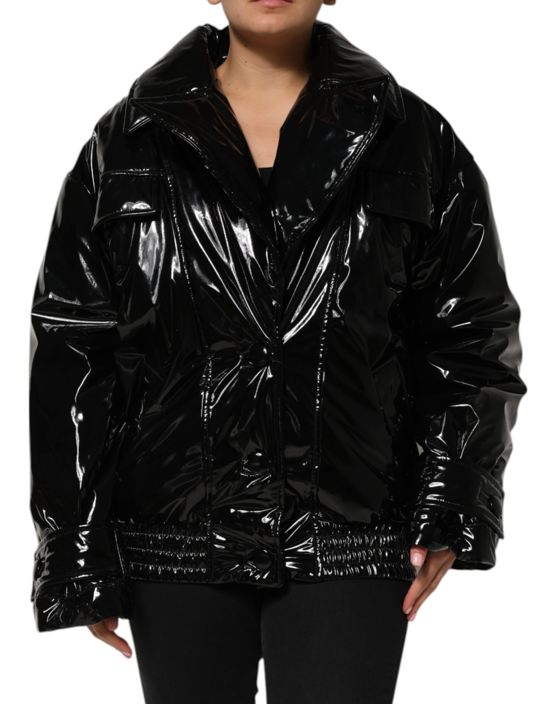 Dolce & Gabbana Black Polyester Quilted Puffer Coat Jacket | Regal Royce