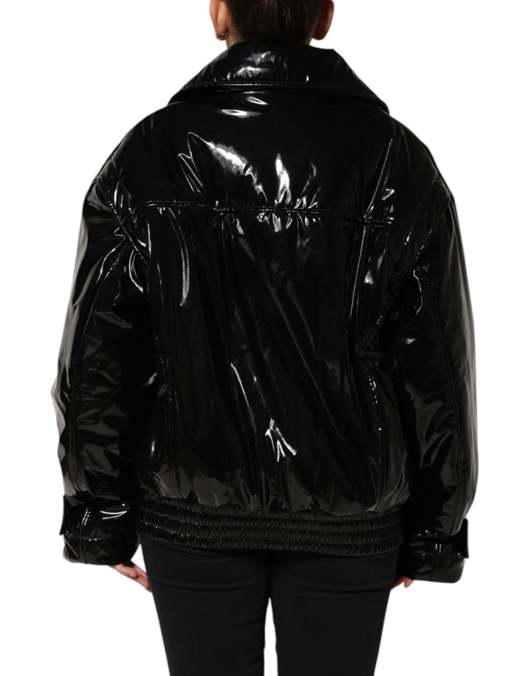 Dolce & Gabbana Black Polyester Quilted Puffer Coat Jacket | Regal Royce