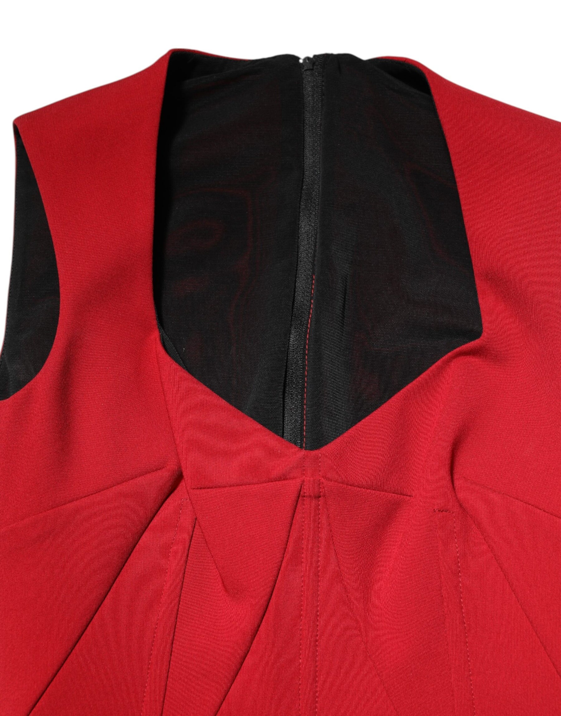 Dolce & Gabbana Red Viscose Stretch Slit Sheath Midi Dress | Regal Royce