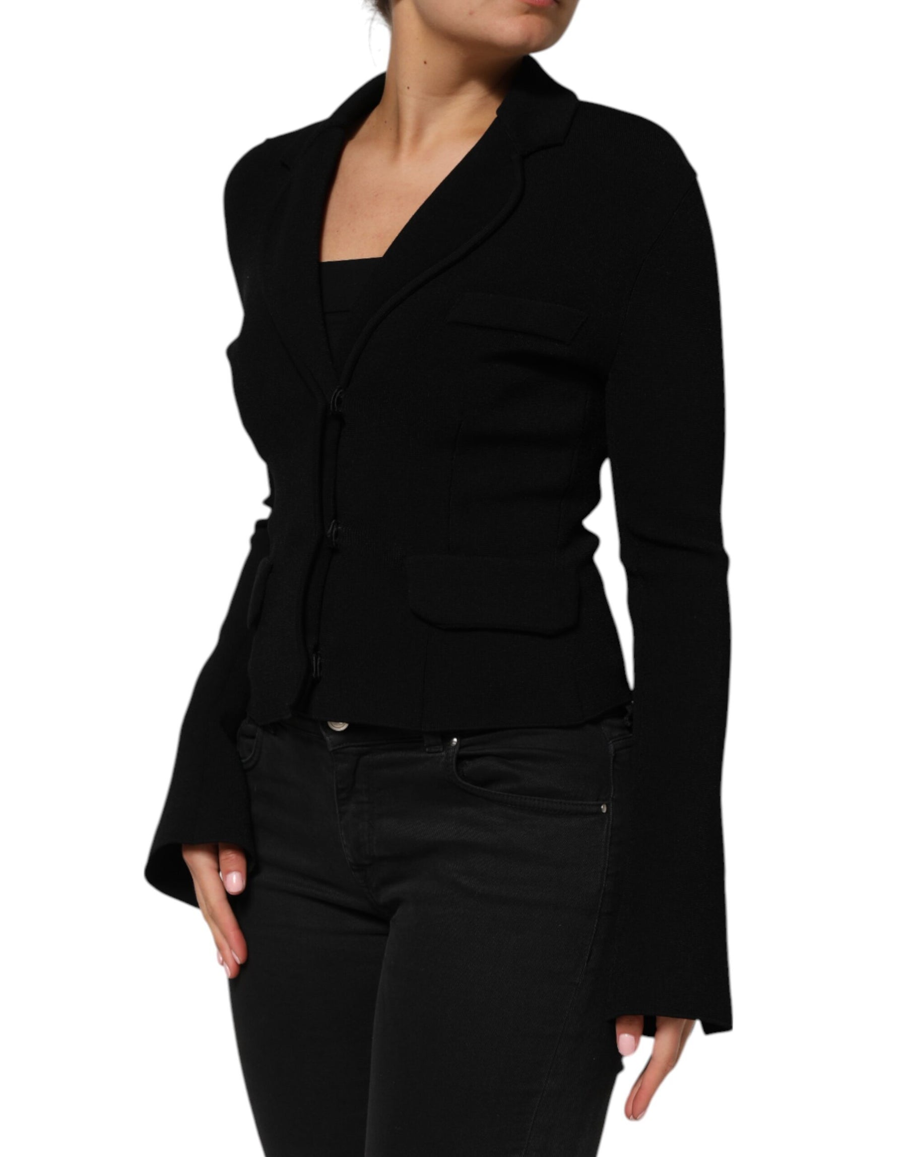 Dolce & Gabbana Black Viscose Single Breasted Blazer Jacket | Regal Royce