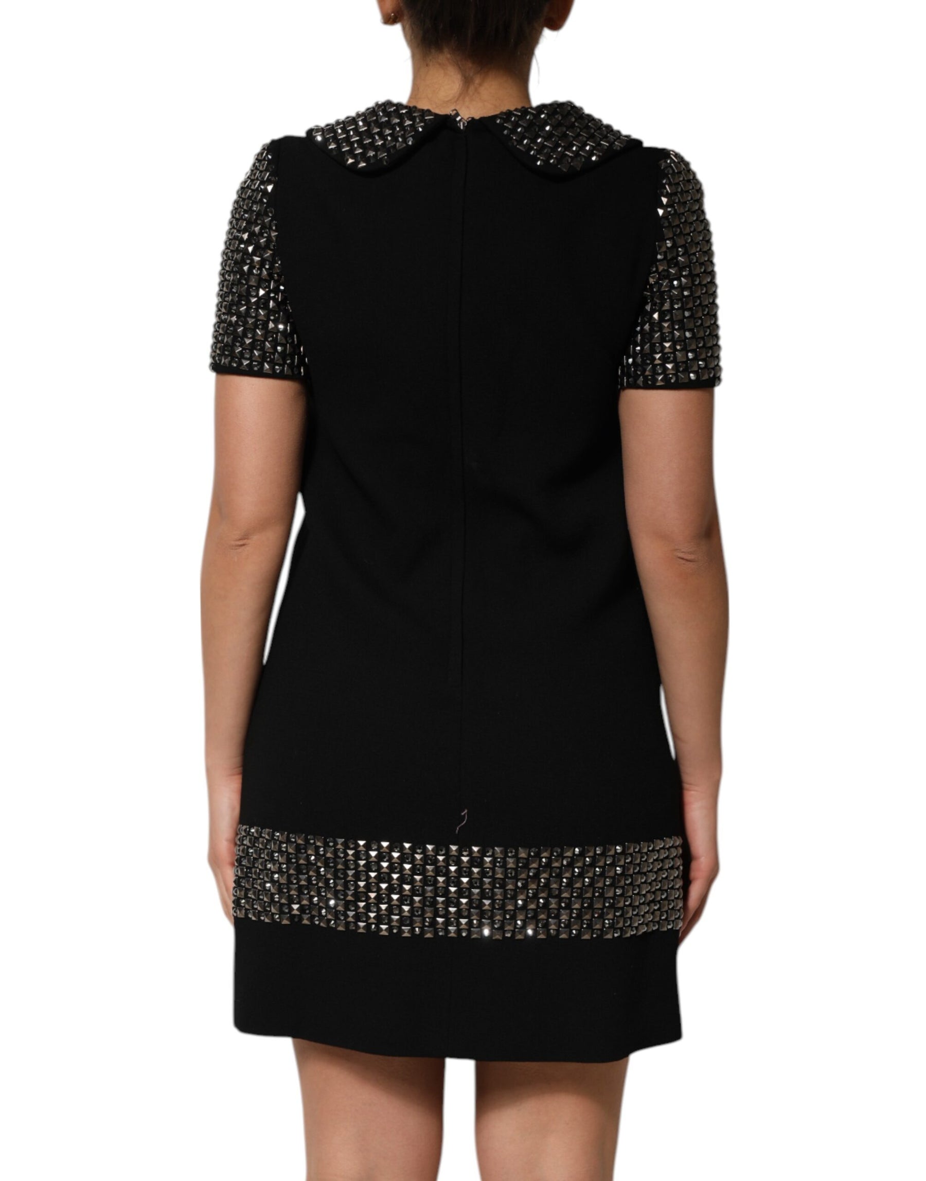 Dolce & Gabbana Black Crystal Embellished Collared Mini Dress | Regal Royce