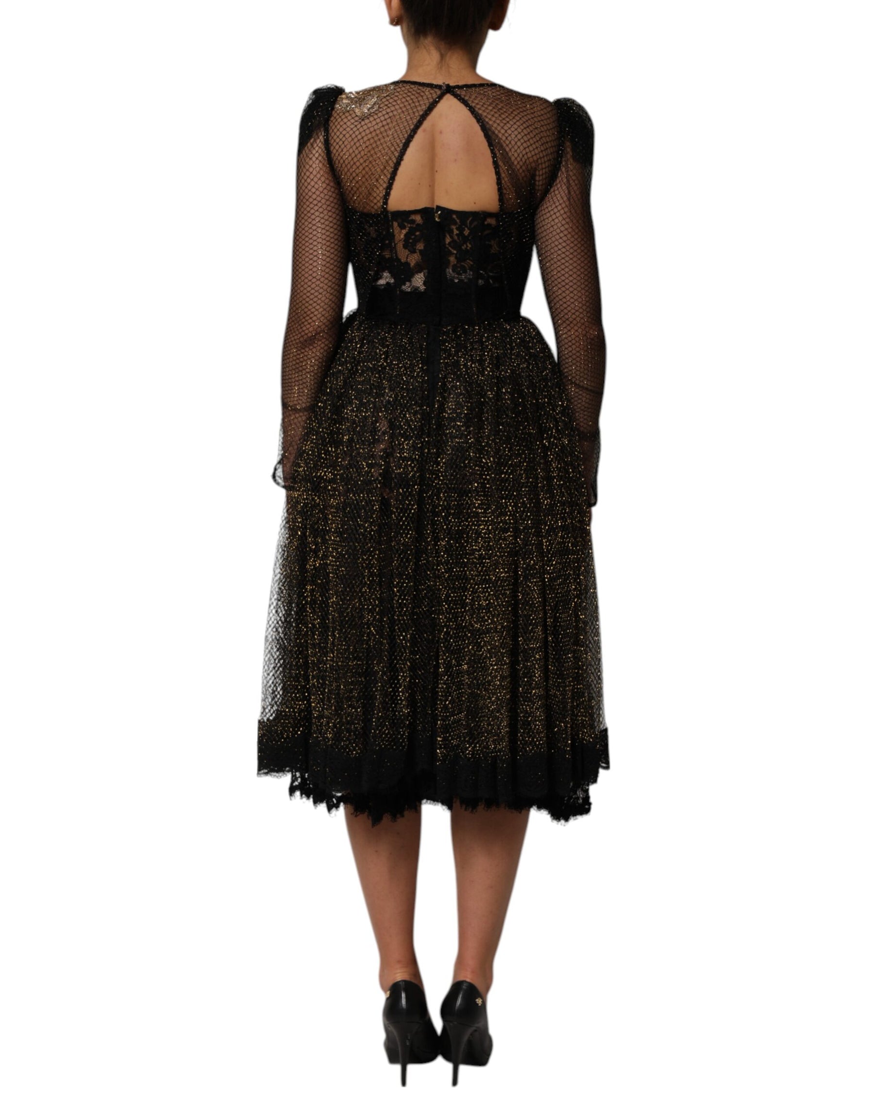 Dolce & Gabbana Black Crystal Heart Embellished A-line Dress | Regal Royce