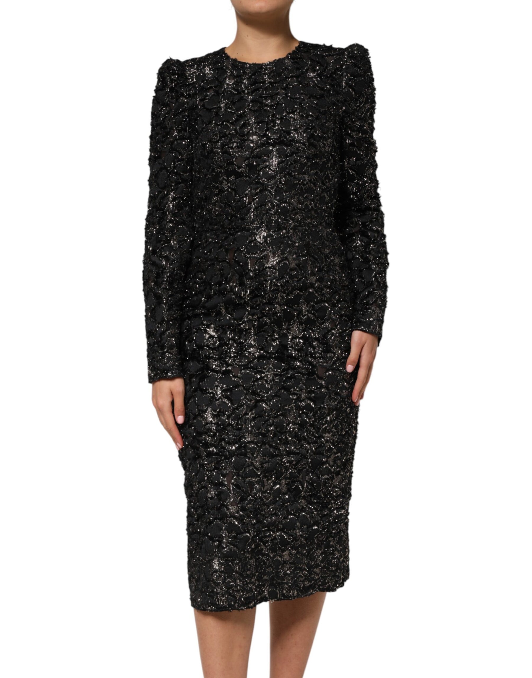 Dolce & Gabbana Black Sequin Bouclé Tweed Sheath Dress | Regal Royce