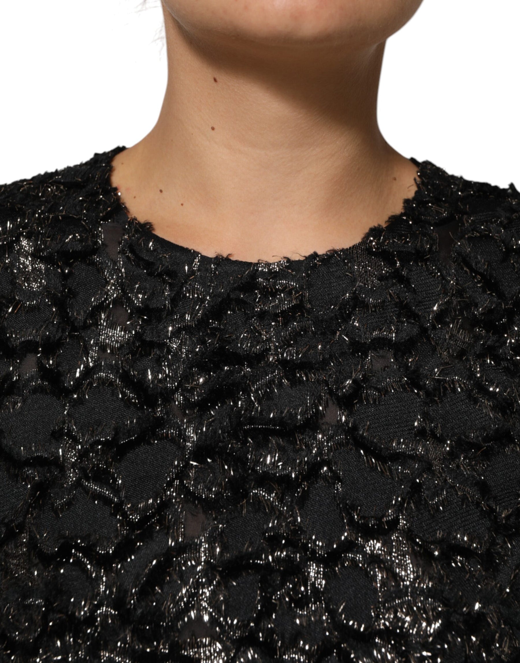 Dolce & Gabbana Black Sequin Bouclé Tweed Sheath Dress | Regal Royce