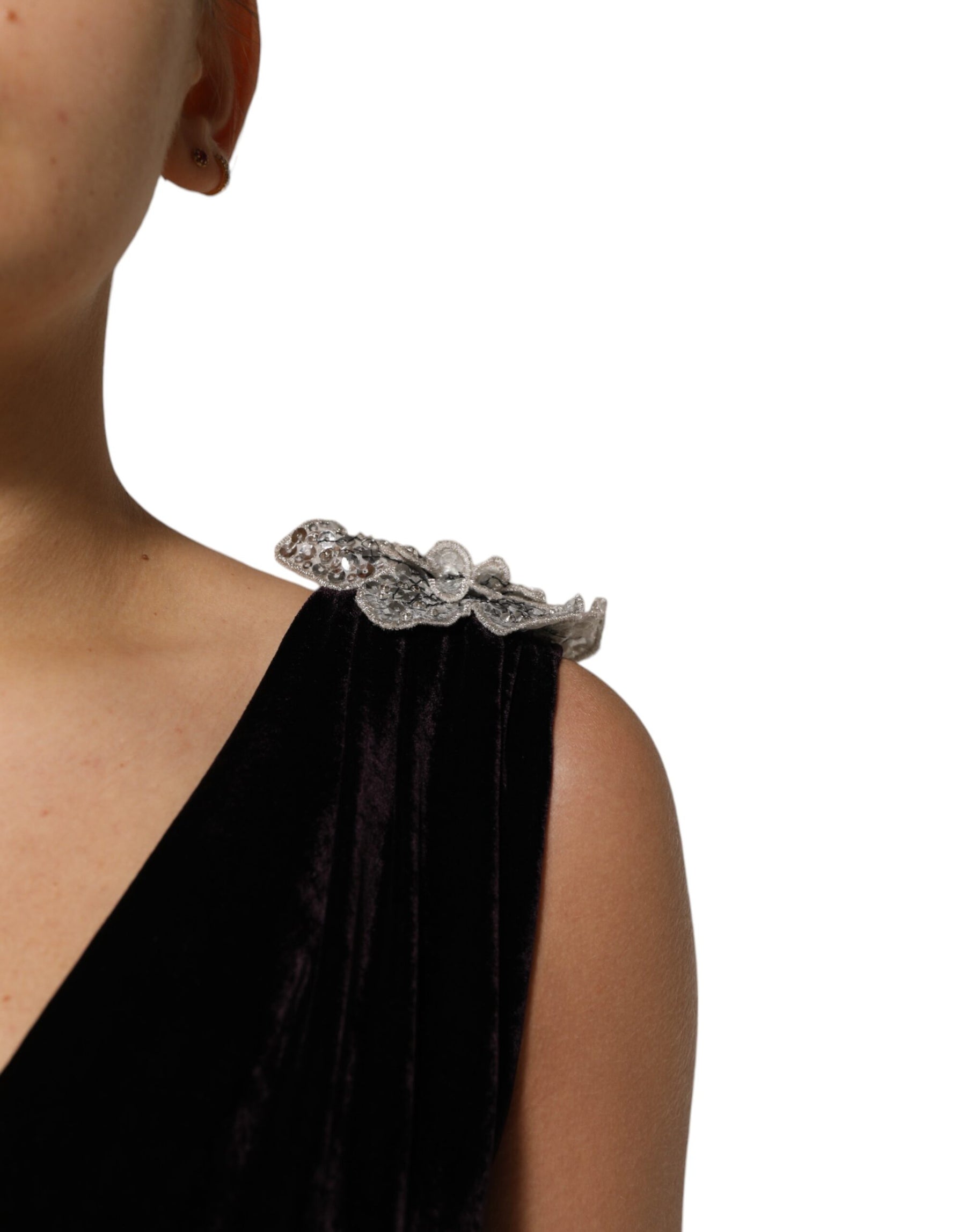 Dolce & Gabbana Black Velvet Flower Embellishment Aline Dress | Regal Royce