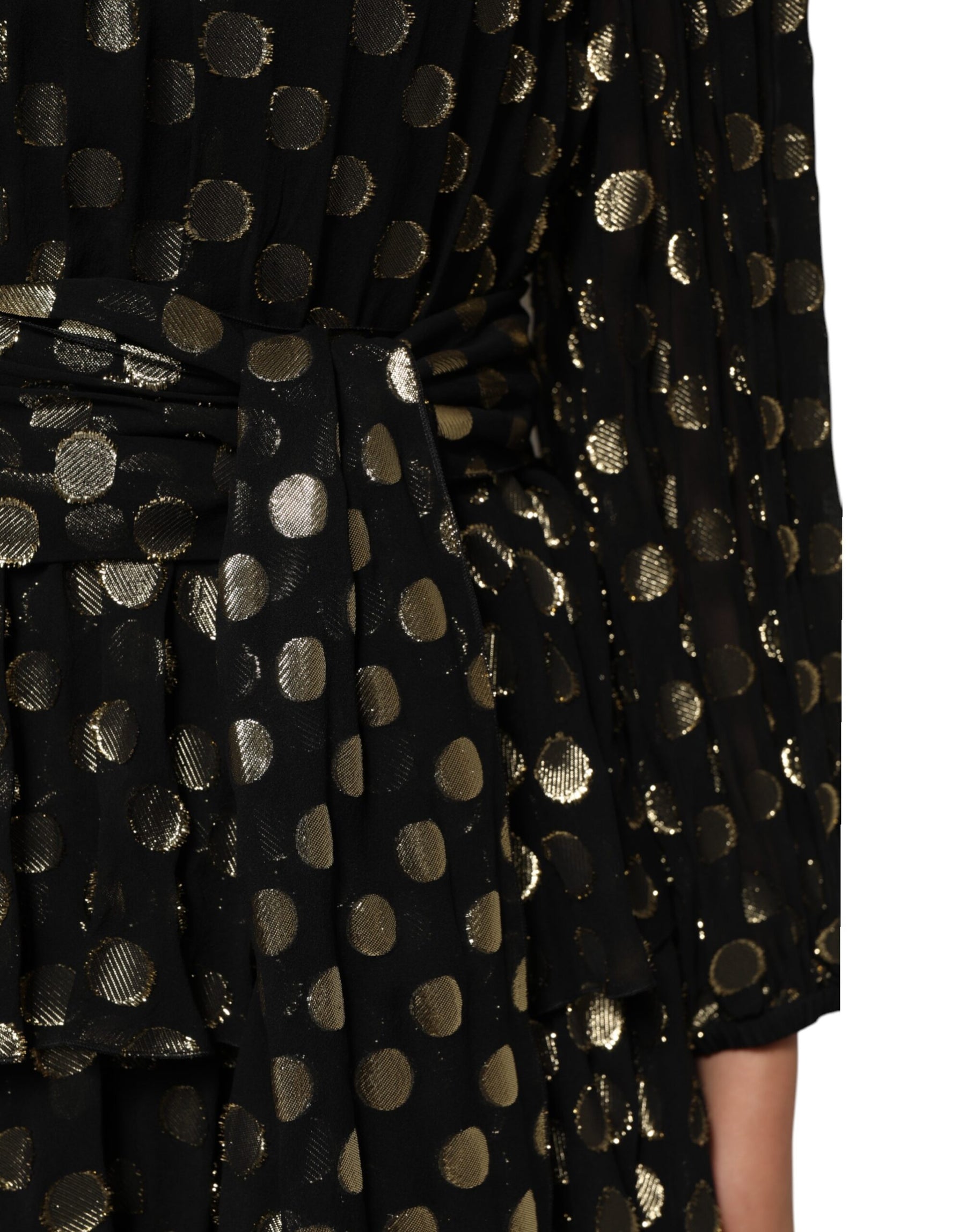 Dolce & Gabbana Black Gold Polka Dot Silk Brocade Mini Dress | Regal Royce