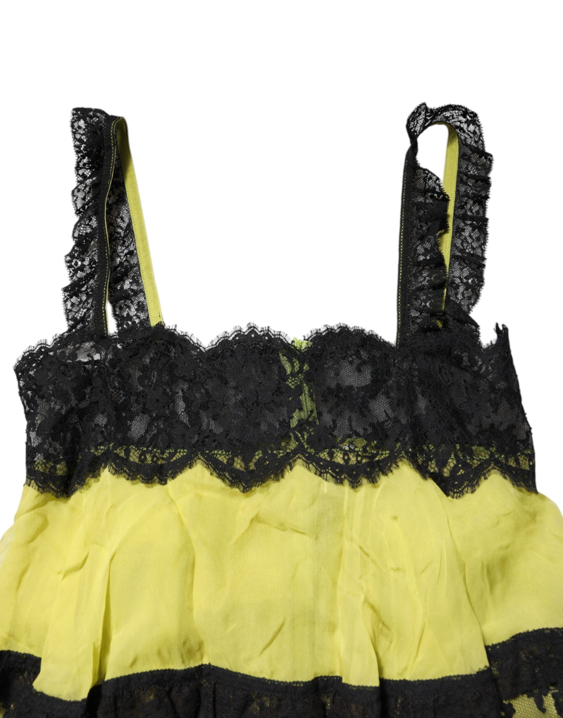 Dolce & Gabbana Yellow Black Babydoll Chemise Lingerie Dress | Regal Royce