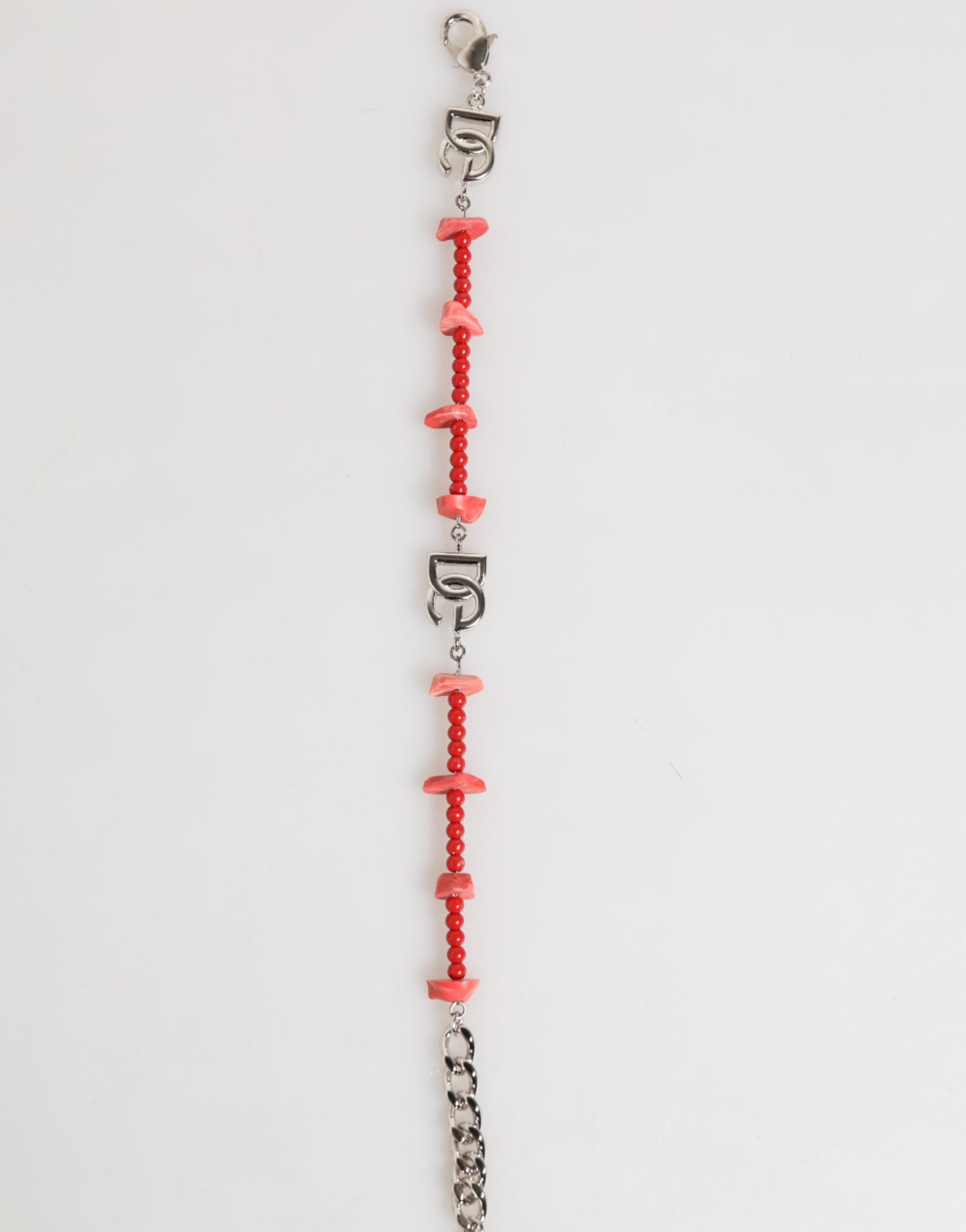 Dolce & Gabbana Silver Tone Brass Beaded Resin DG Logo Chain Men Bracelet | Regal Royce