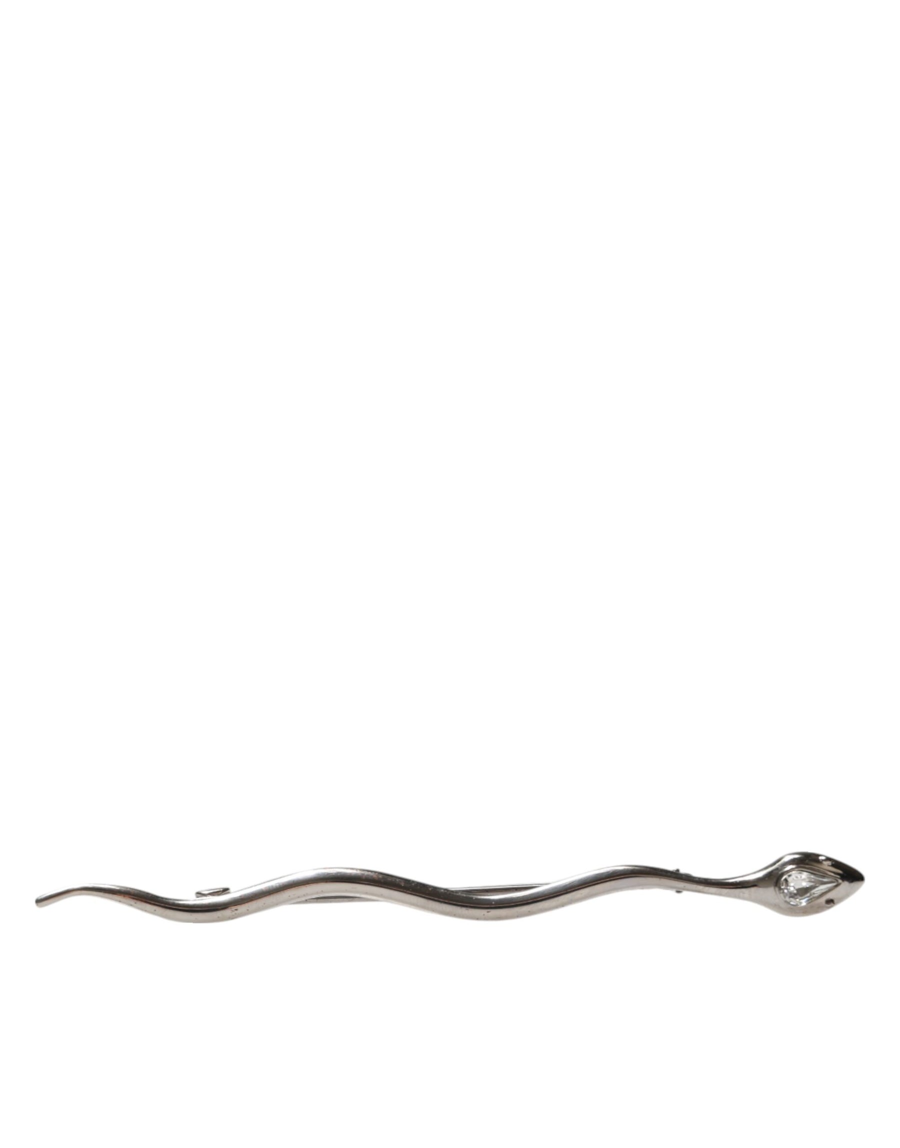 Dolce & Gabbana Silver Brass Crystal Spilla Serpente Mens Brooch Pin | Regal Royce