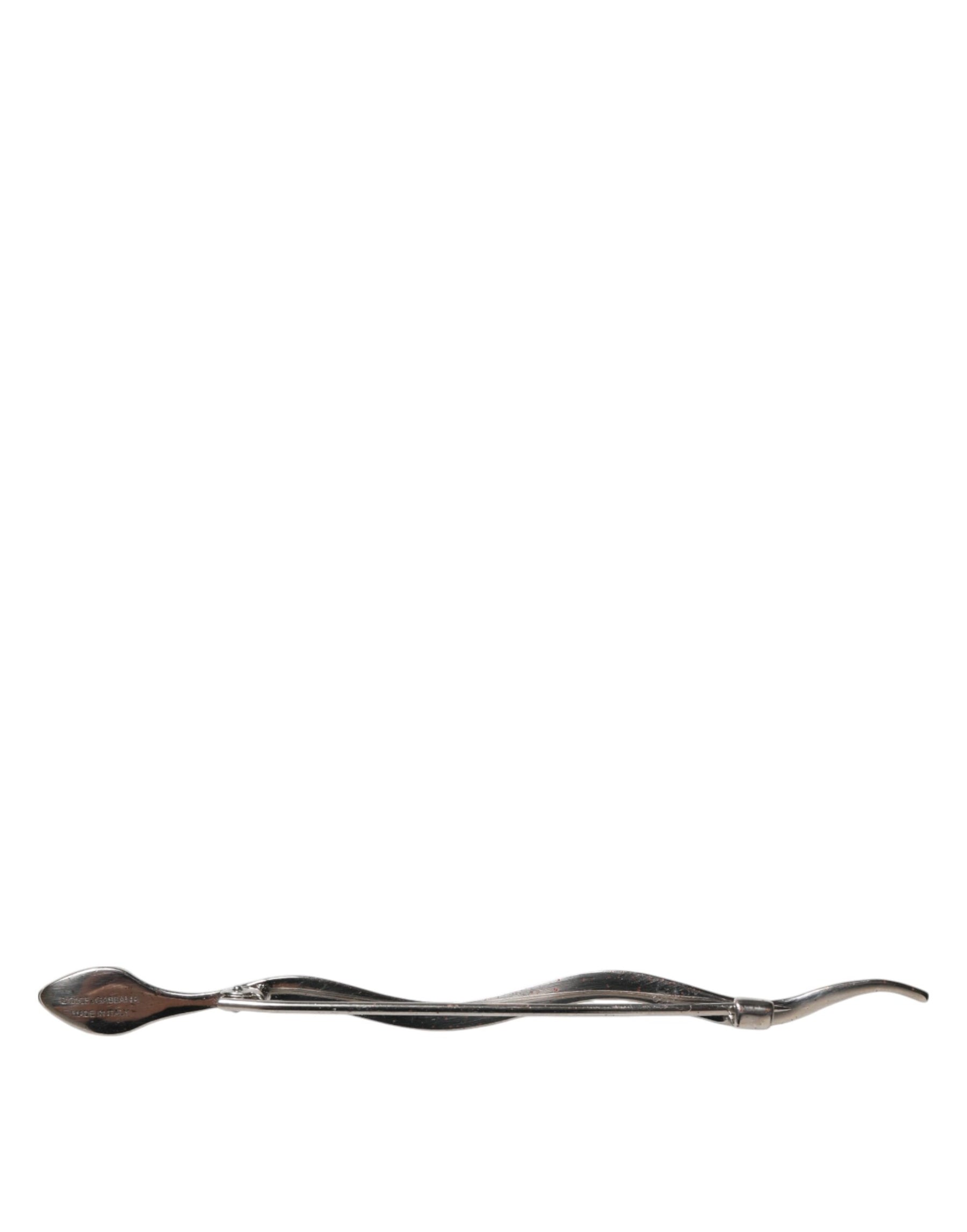 Dolce & Gabbana Silver Brass Crystal Spilla Serpente Mens Brooch Pin | Regal Royce