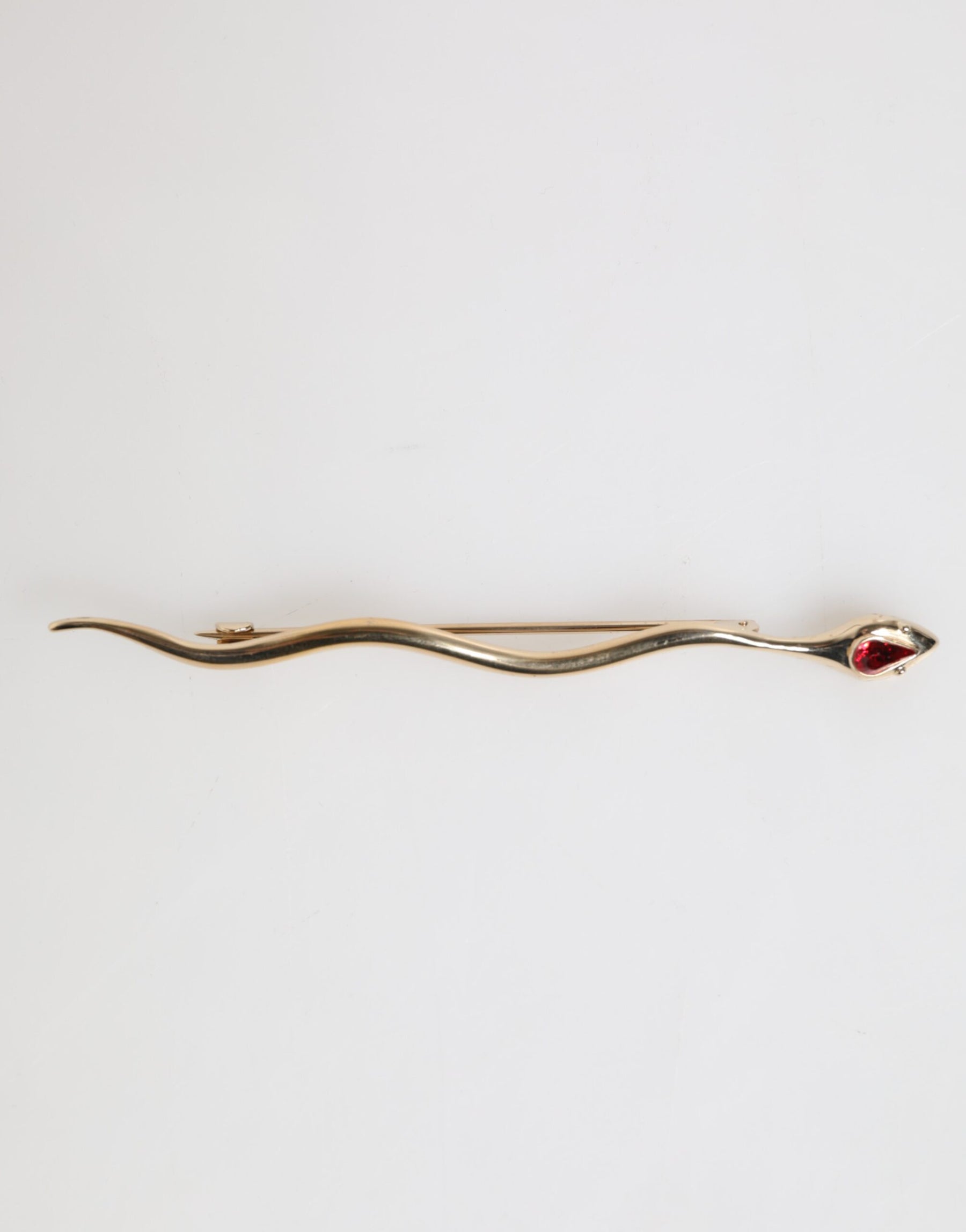 Dolce & Gabbana Gold Brass Red Crystal Spilla Serpente Mens Brooch Pin | Regal Royce